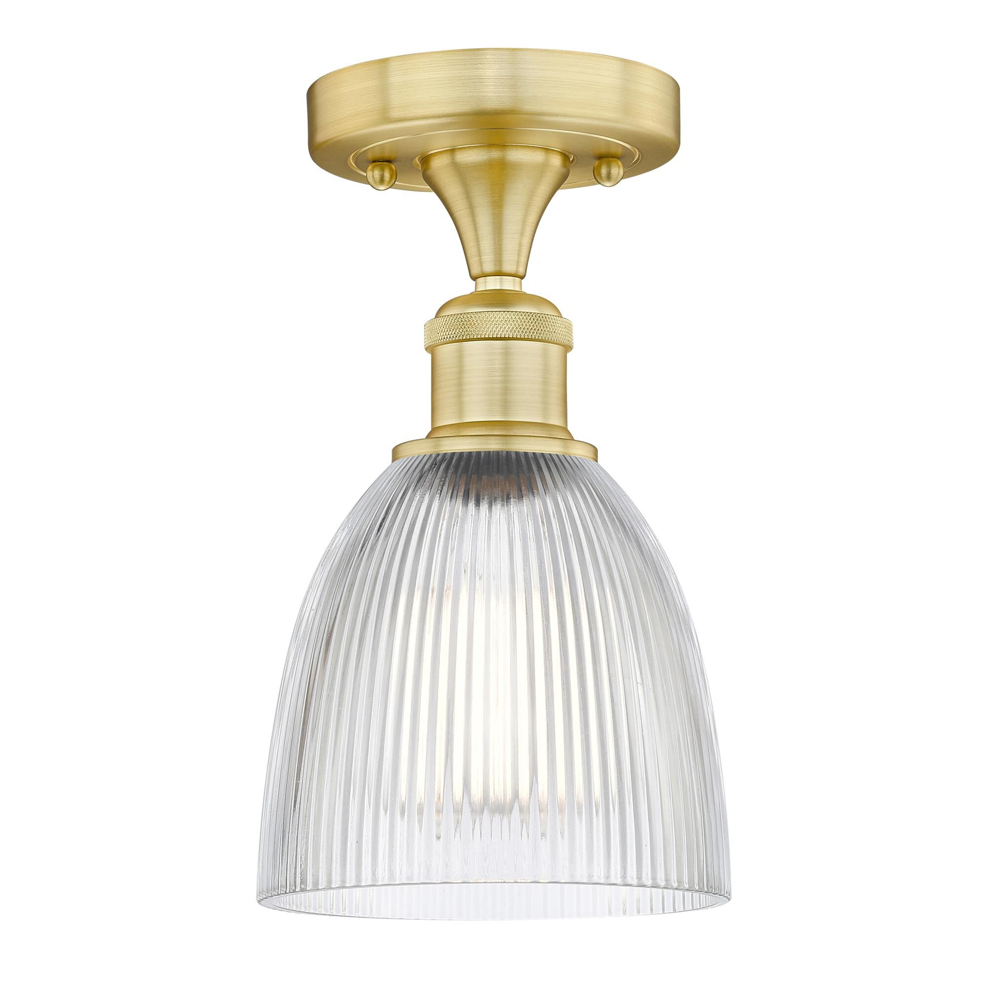 Shown in Satin Gold finish and Clear glass