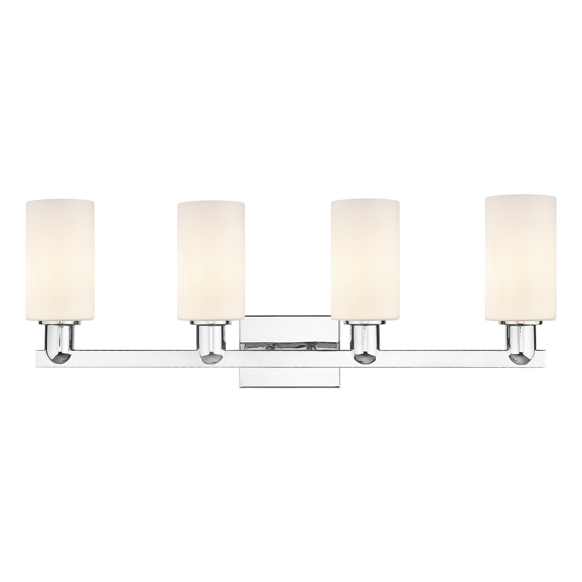 Shown in Polished Chrome finish and Matte White glass