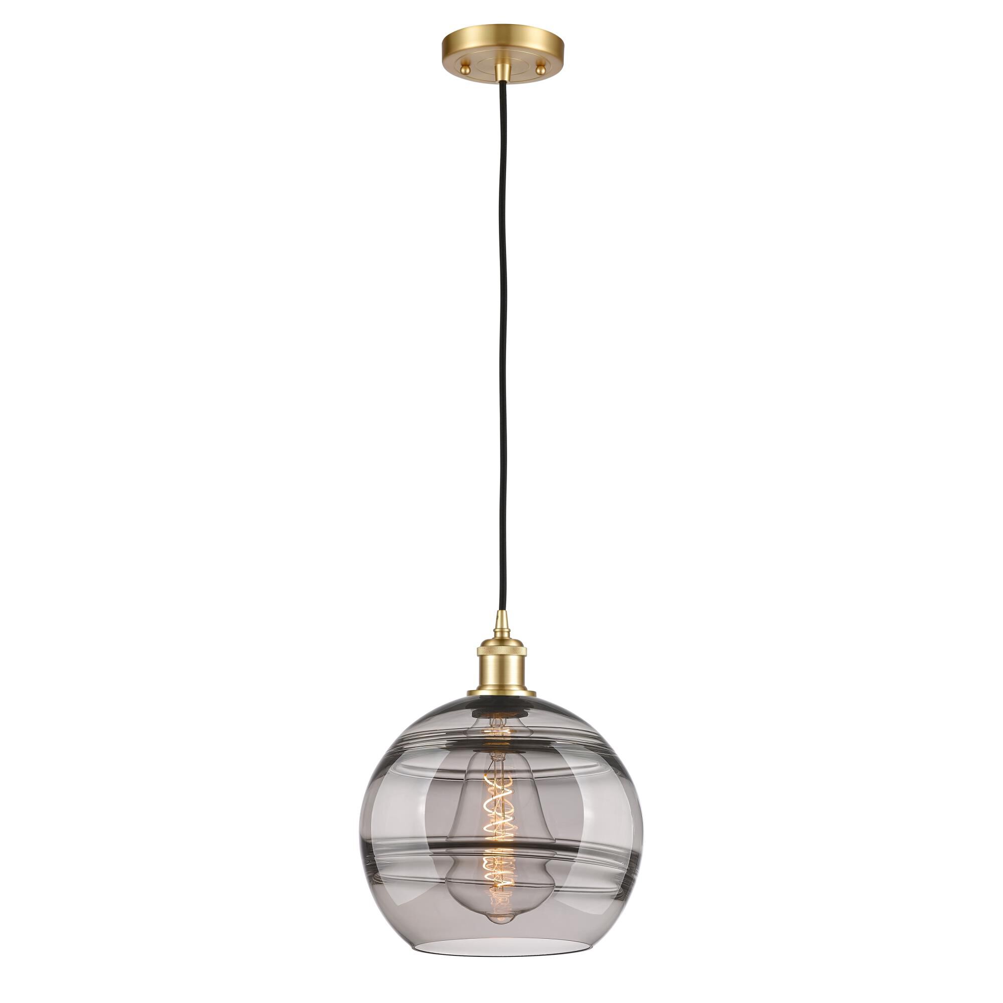 Shown in Satin Gold finish and Light Smoke glass