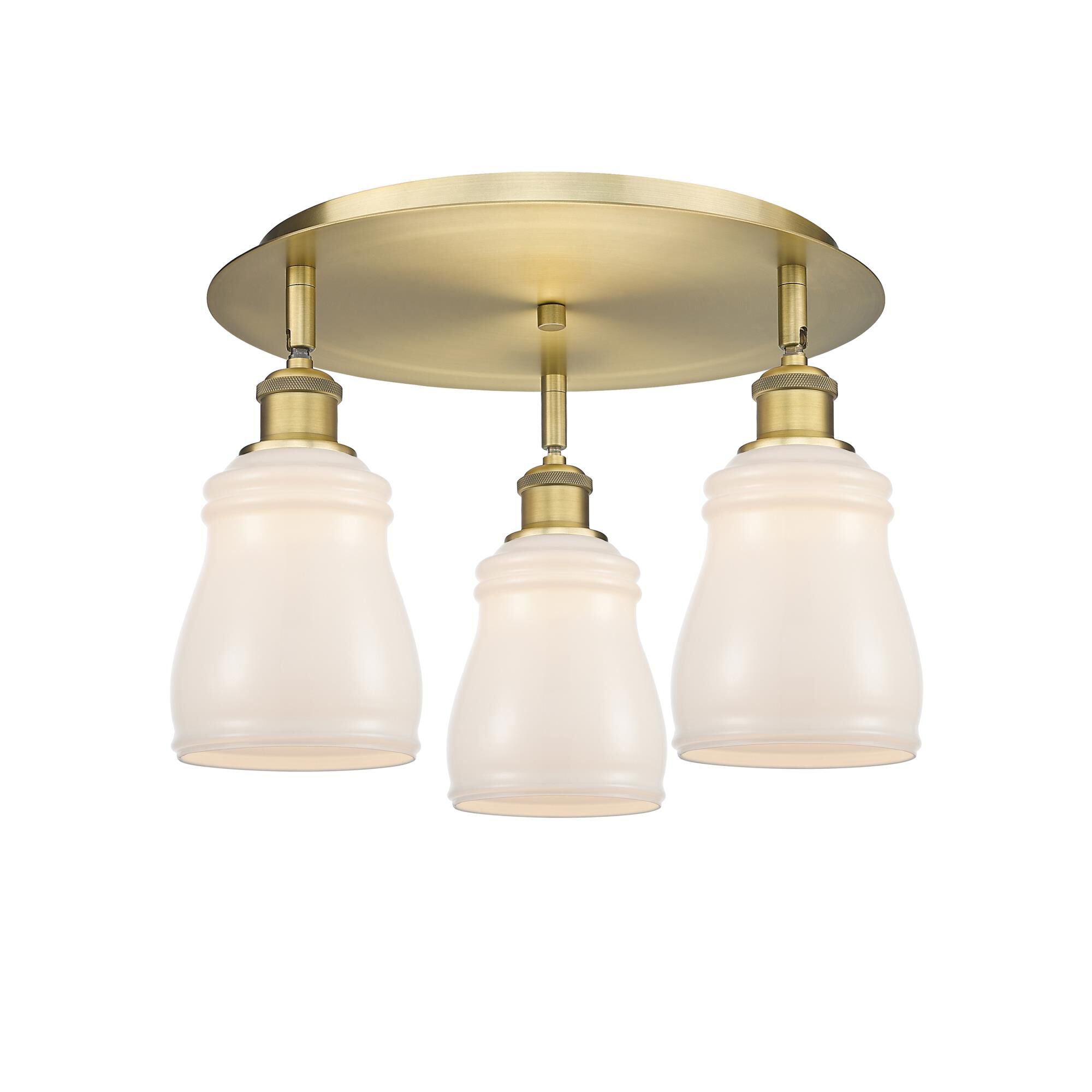 Shown in Brushed Brass finish and White glass