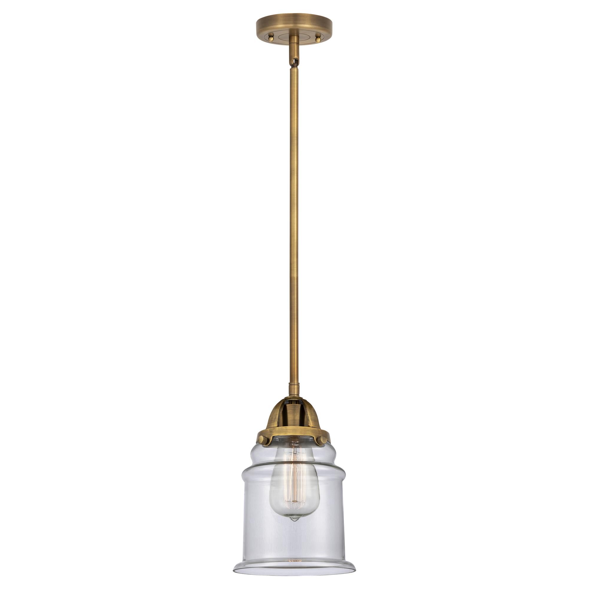 Shown in Brushed Brass finish and Clear glass
