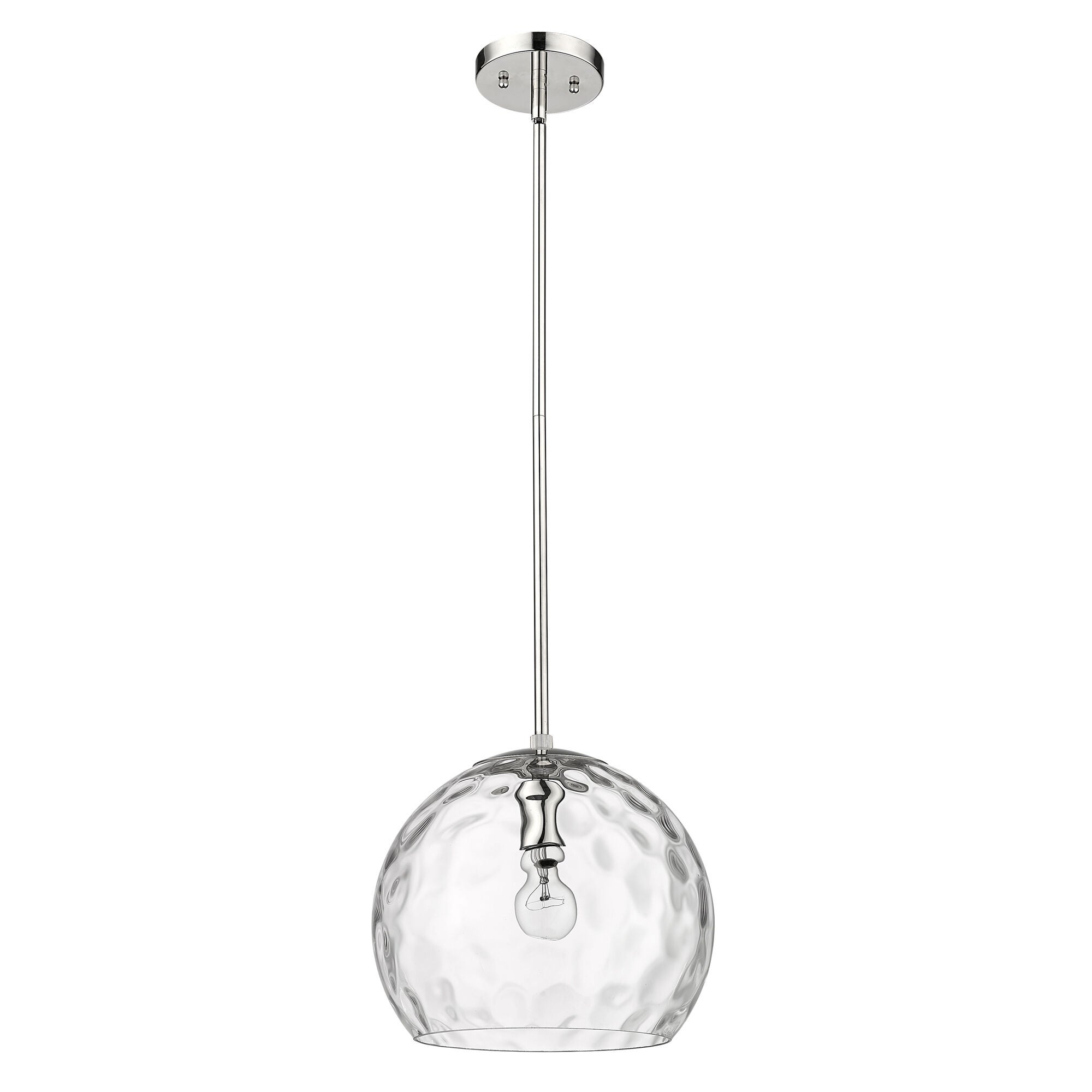 Shown in Polished Nickel finish and Rippled Water glass