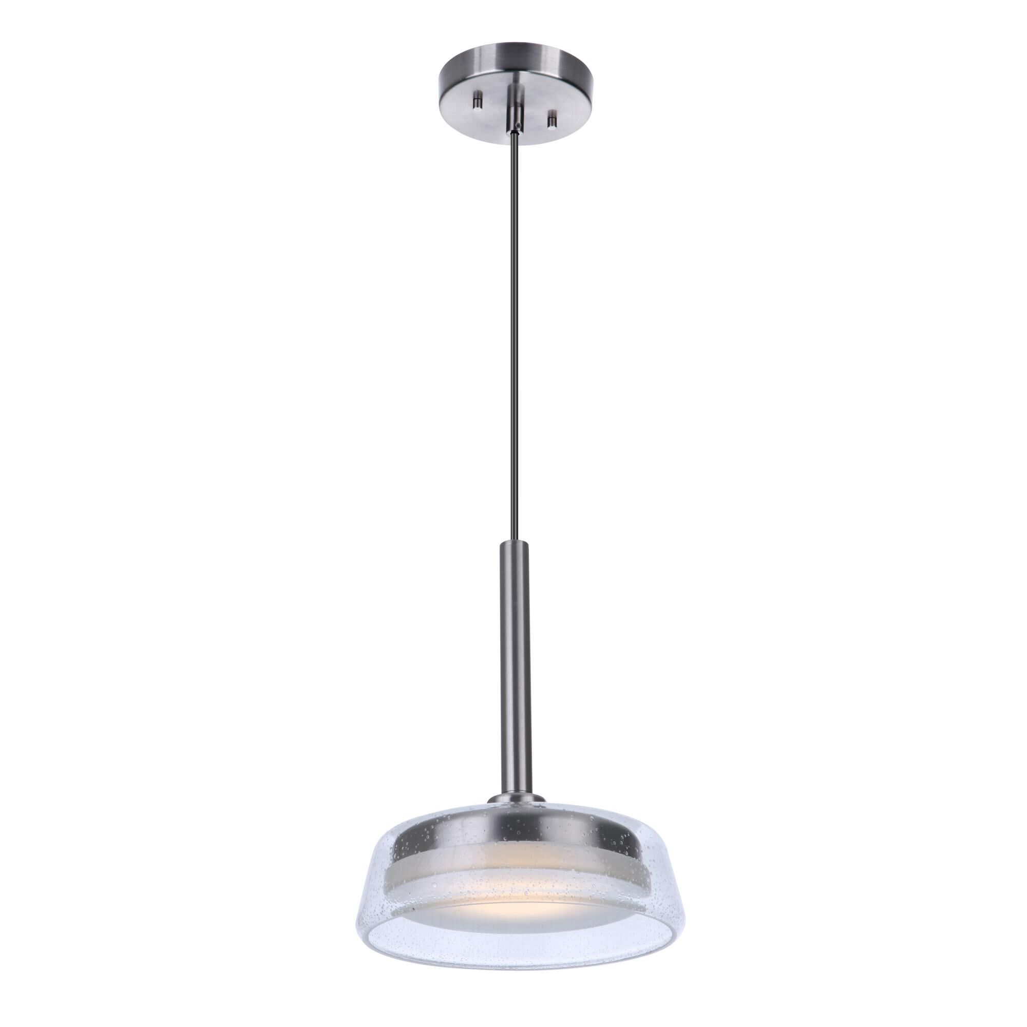 Shown in Brushed Polished Nickel finish and Clear Seeded glass and Glass shade