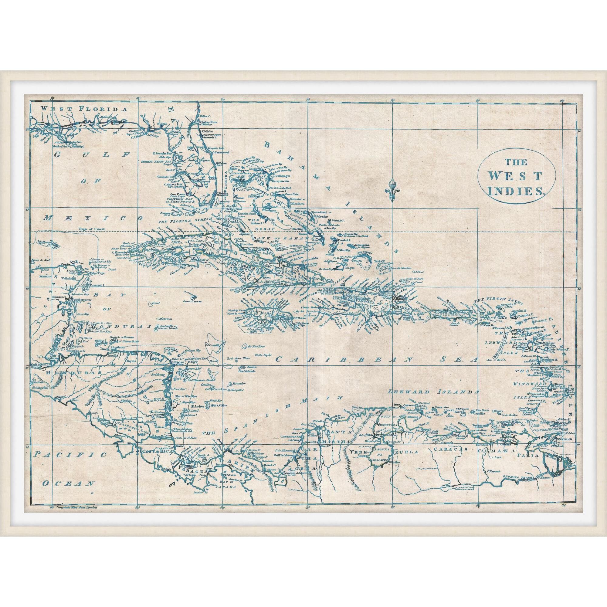 Studio L57 Nouvelle Map Of West Indies Print by LEVEL57