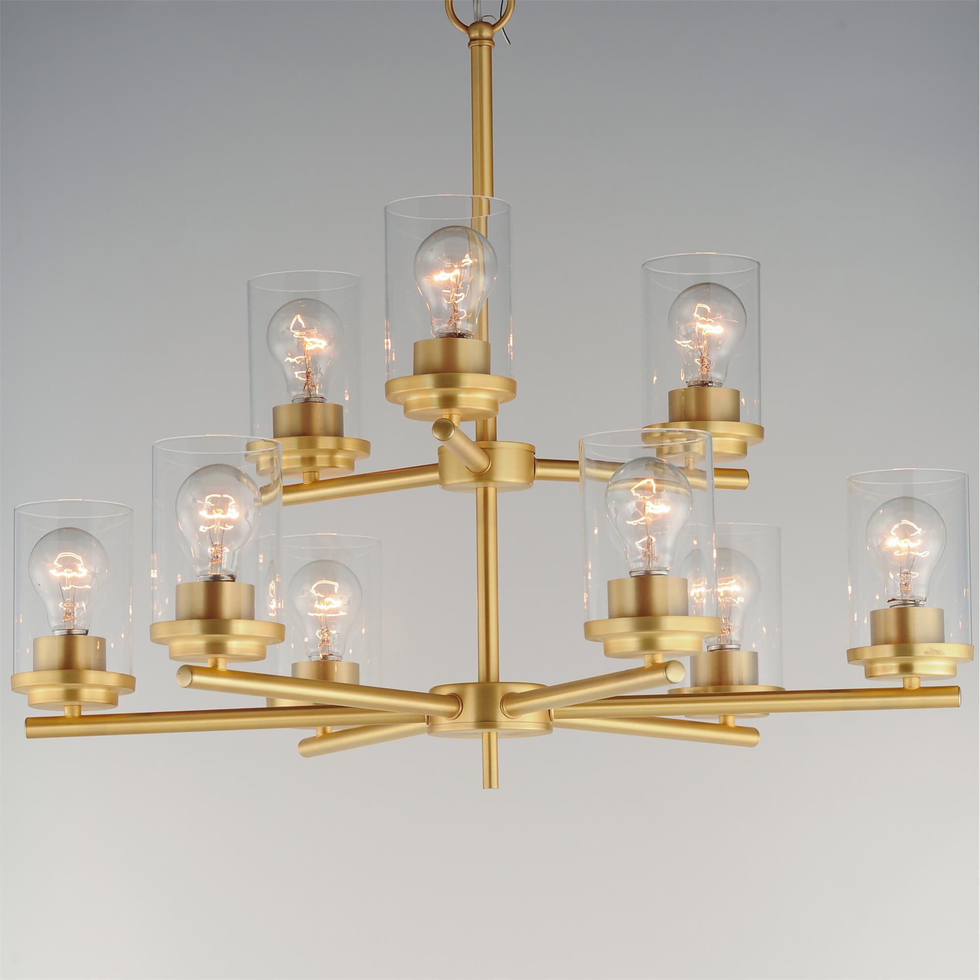 Shown in Satin Brass finish and Clear glass