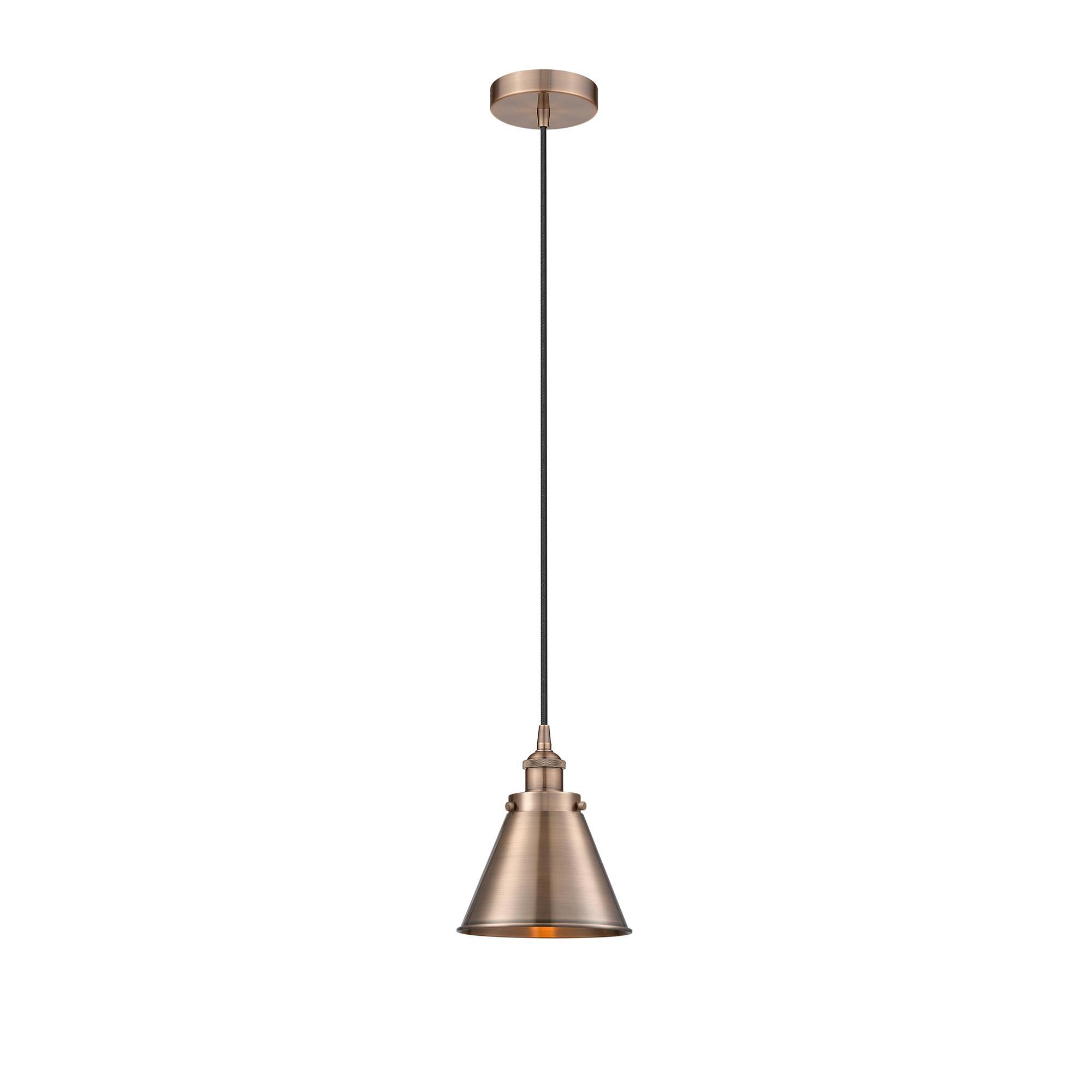 Shown in Antique Copper finish and Antique Copper shade