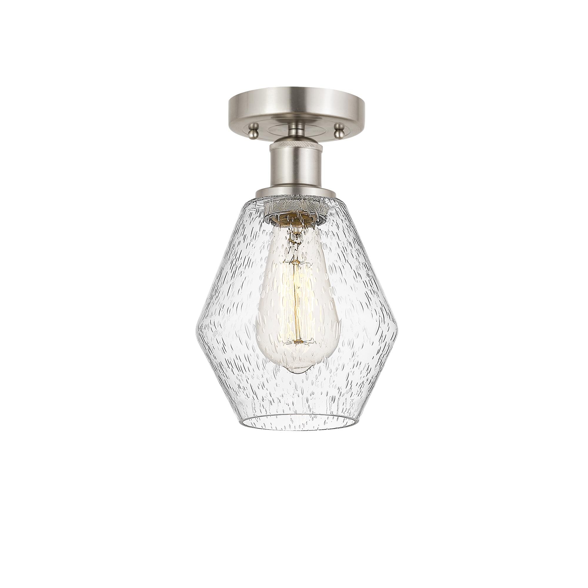 Shown in Brushed Satin Nickel, Seedy finish and Seedy glass and Seedy Glass shade