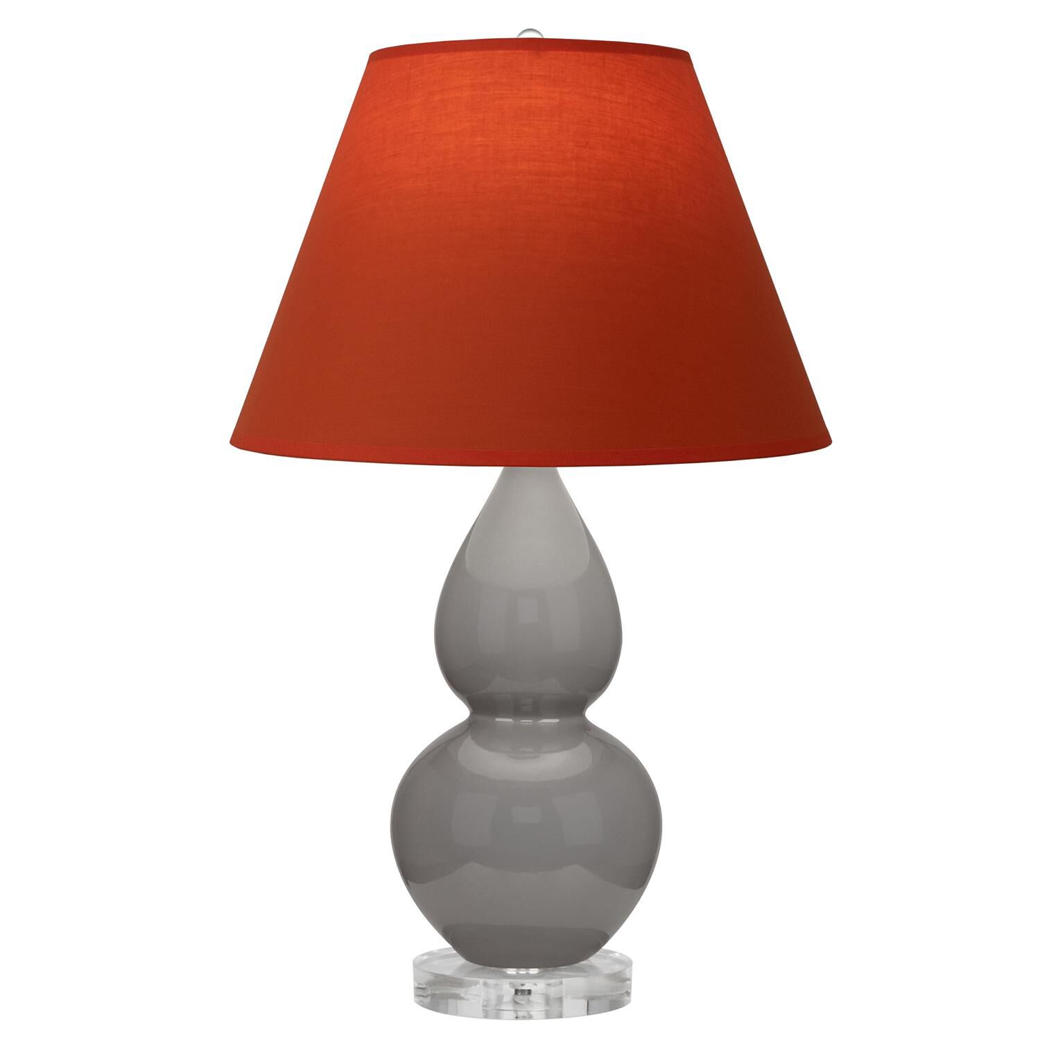 Shown in Smokey Taupe finish and Tangerine and Taupe Lining shade and Lucite accent
