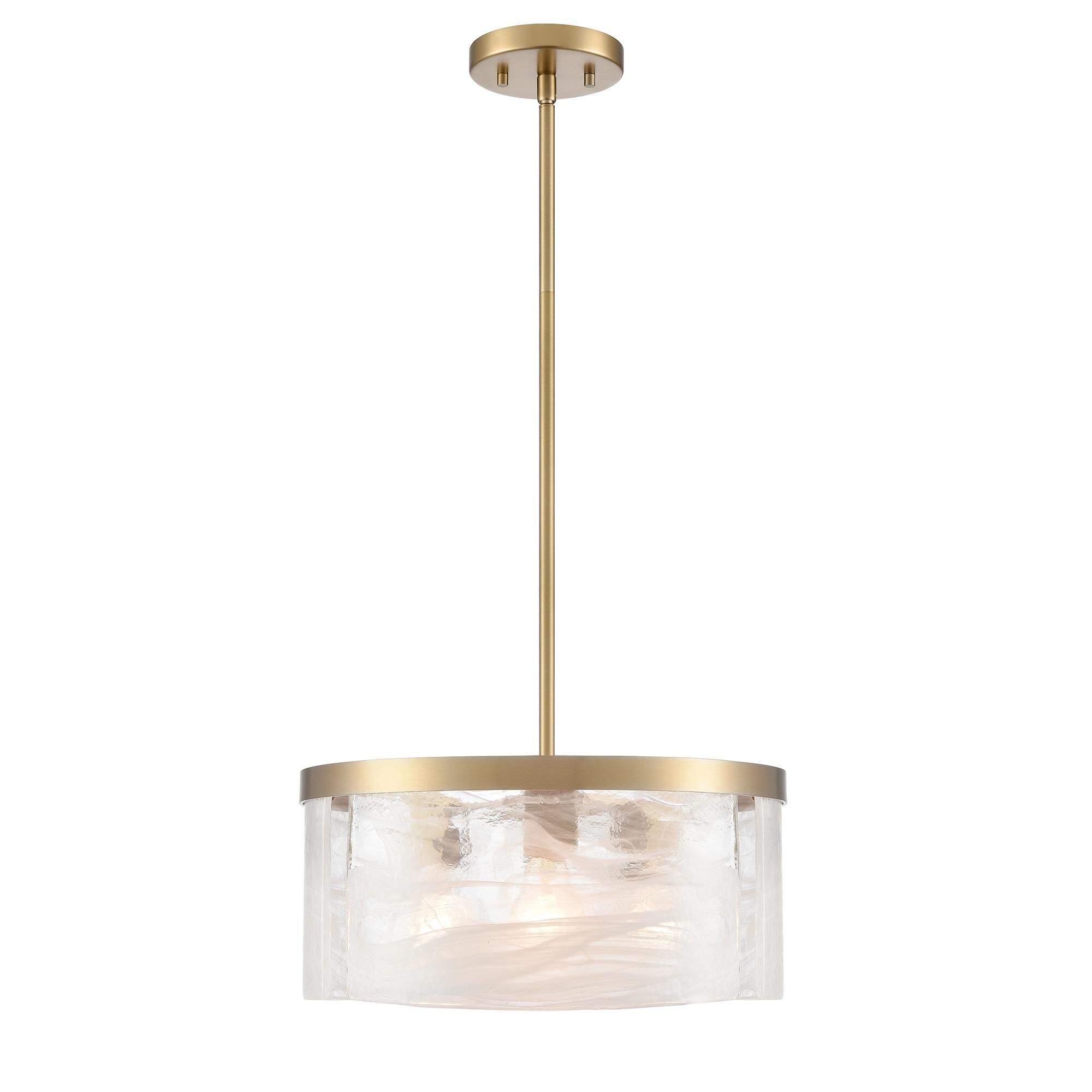 Shown in Brass finish and Clear Alabaster glass
