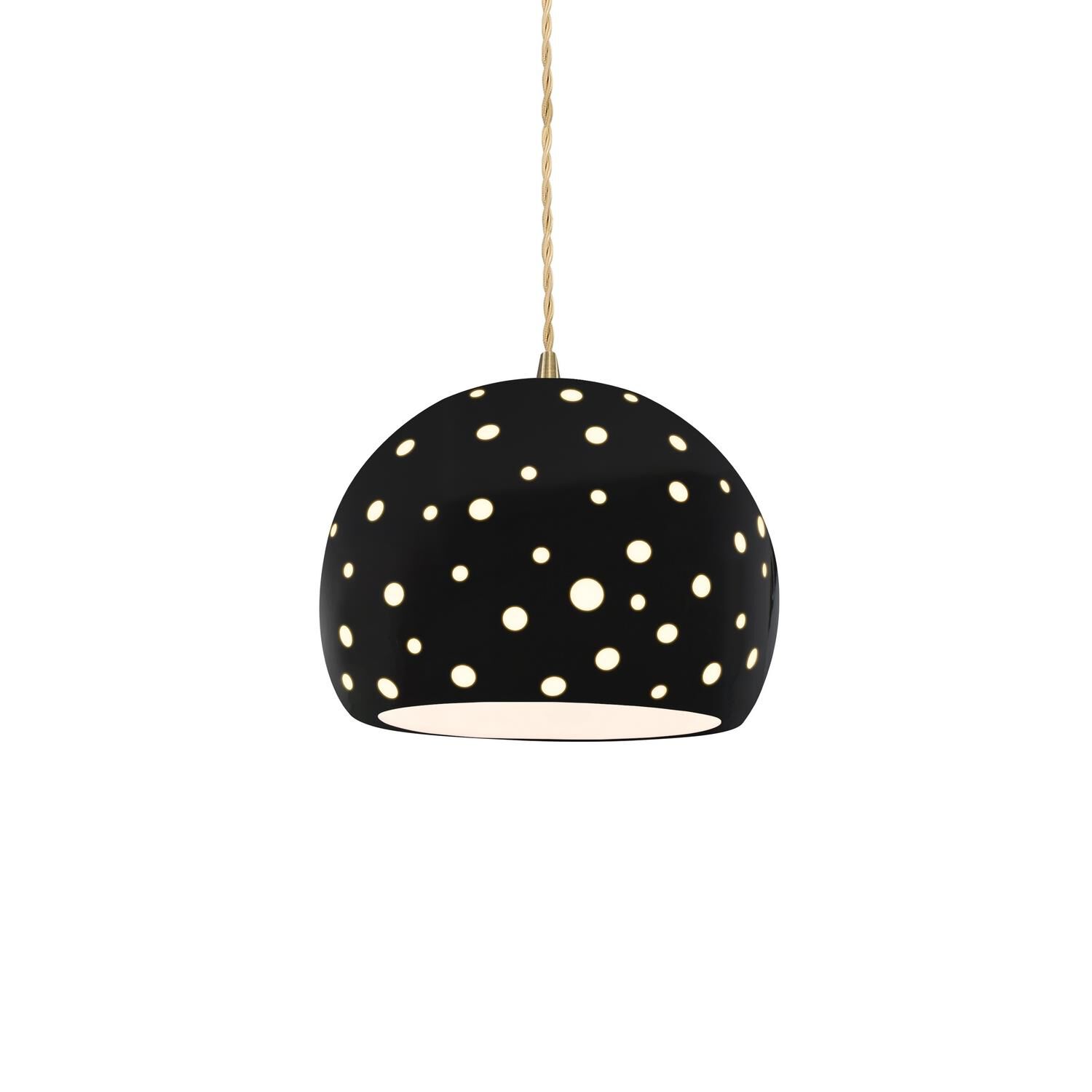 Shown in Antique Brass finish and Gloss Black shade