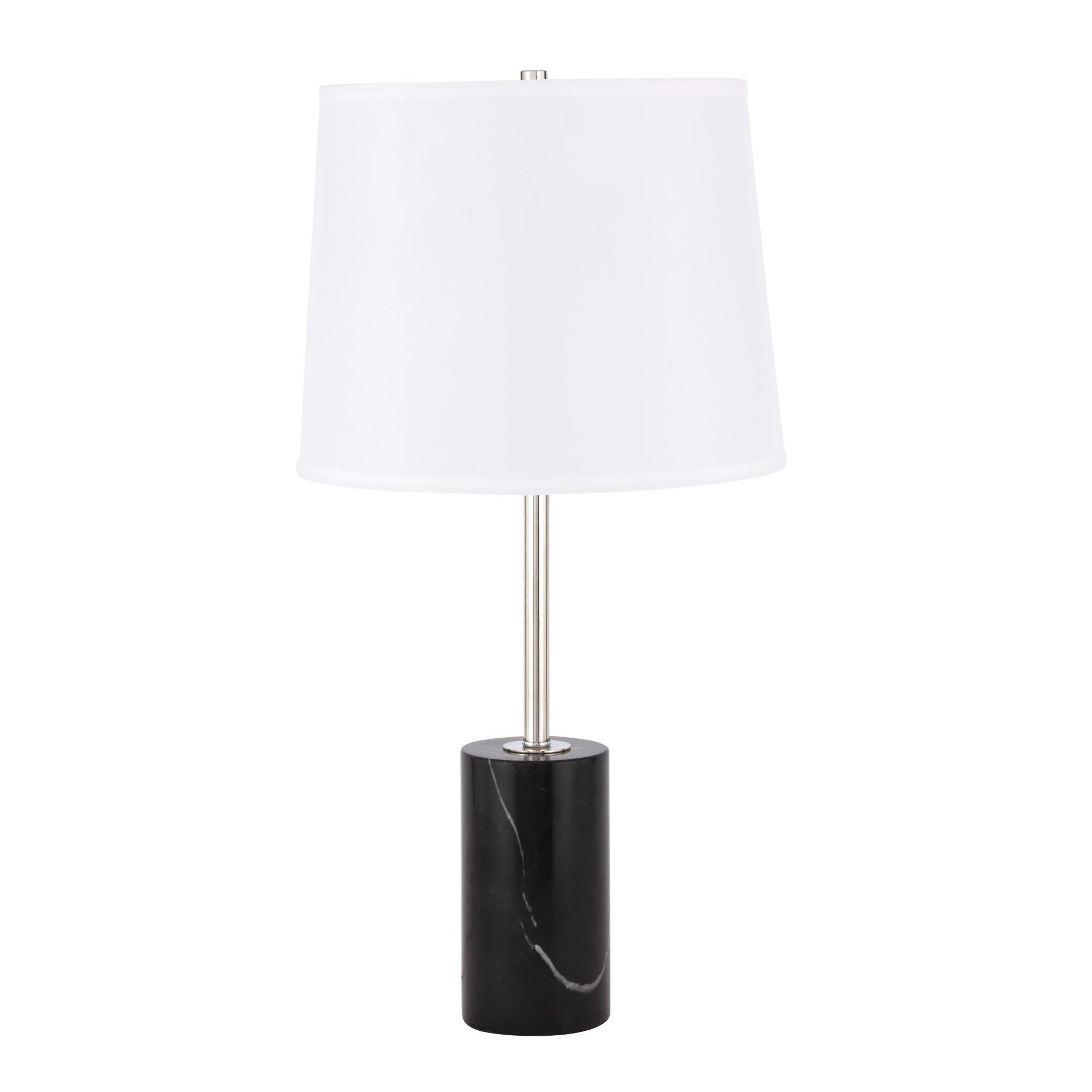 Shown in Polished Nickel And Black finish and Fabric - Off White shade