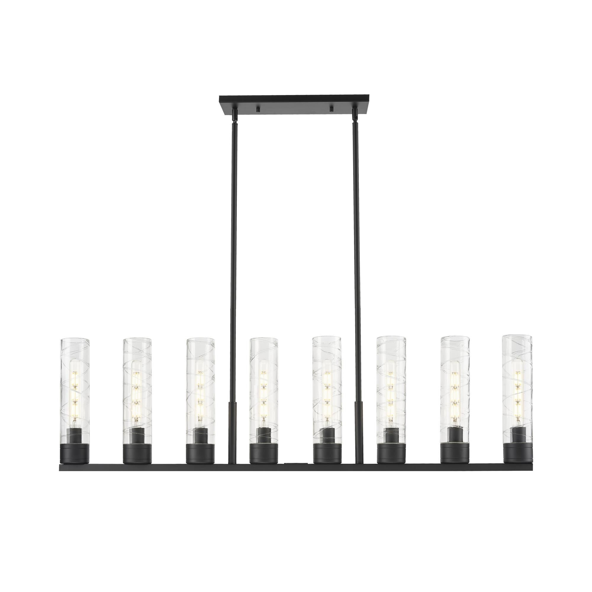 Shown in Matte Black finish and Deco Swirl glass