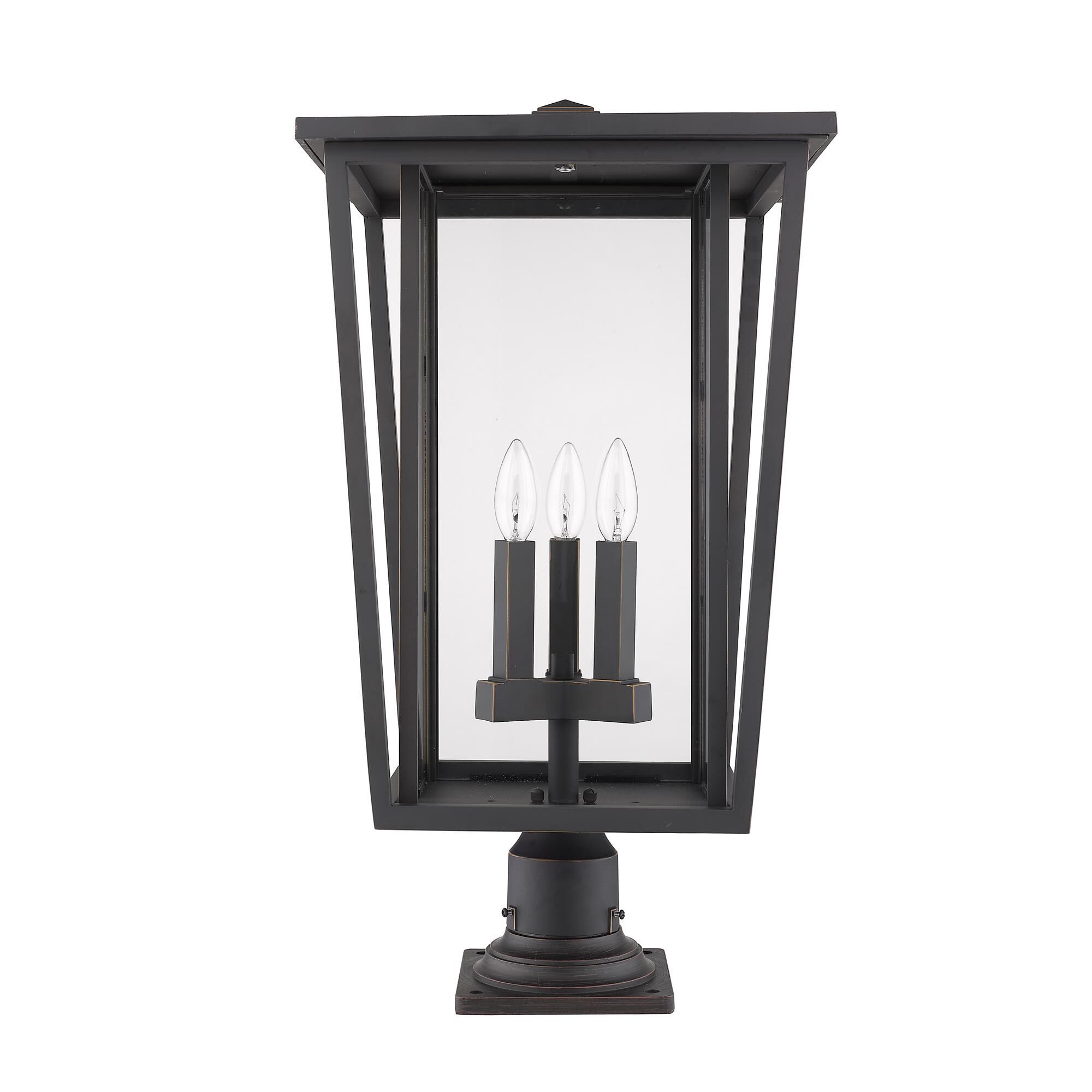 Shown in Oil Rubbed Bronze finish and Glass shade