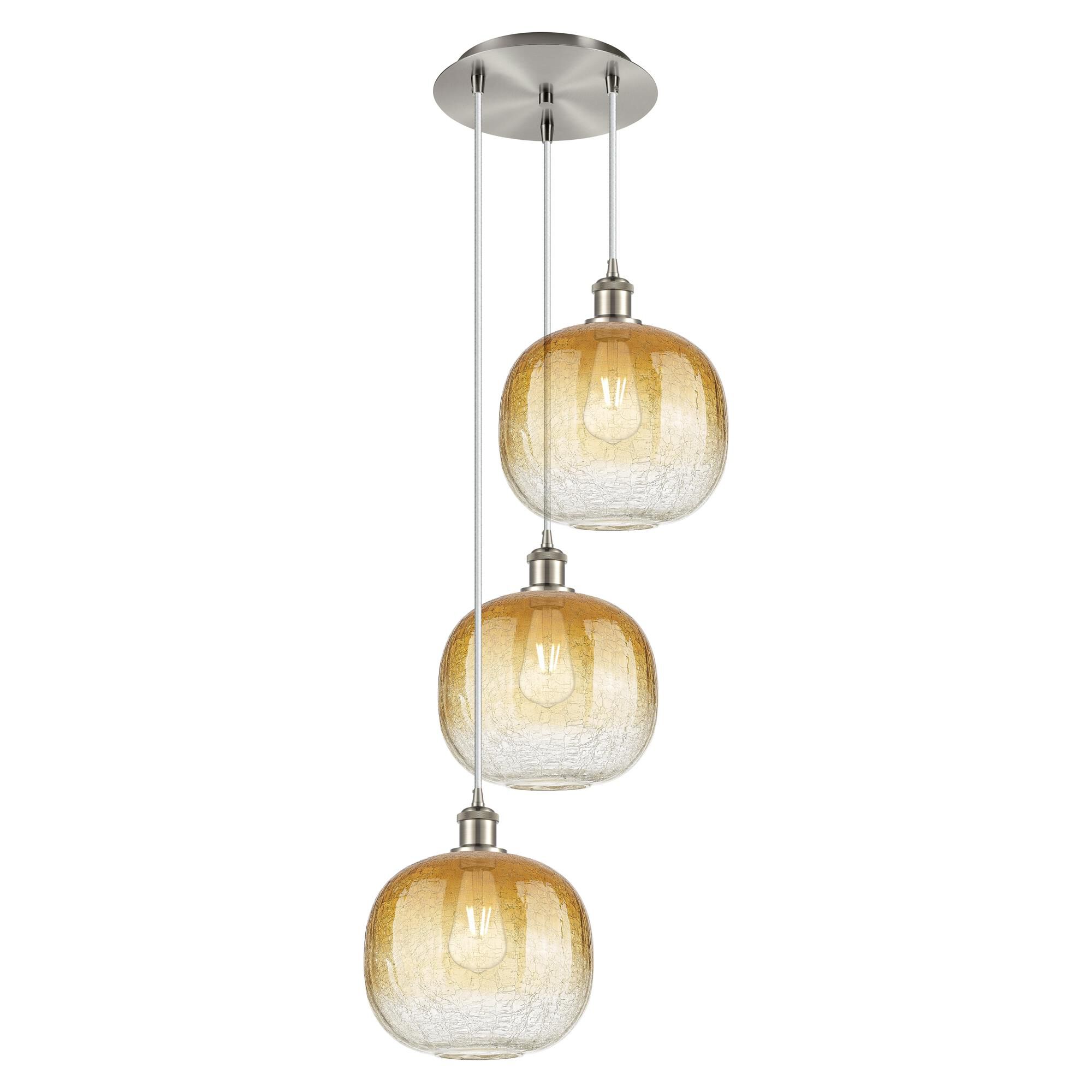 Shown in Brushed Satin Nickel finish and Amber glass