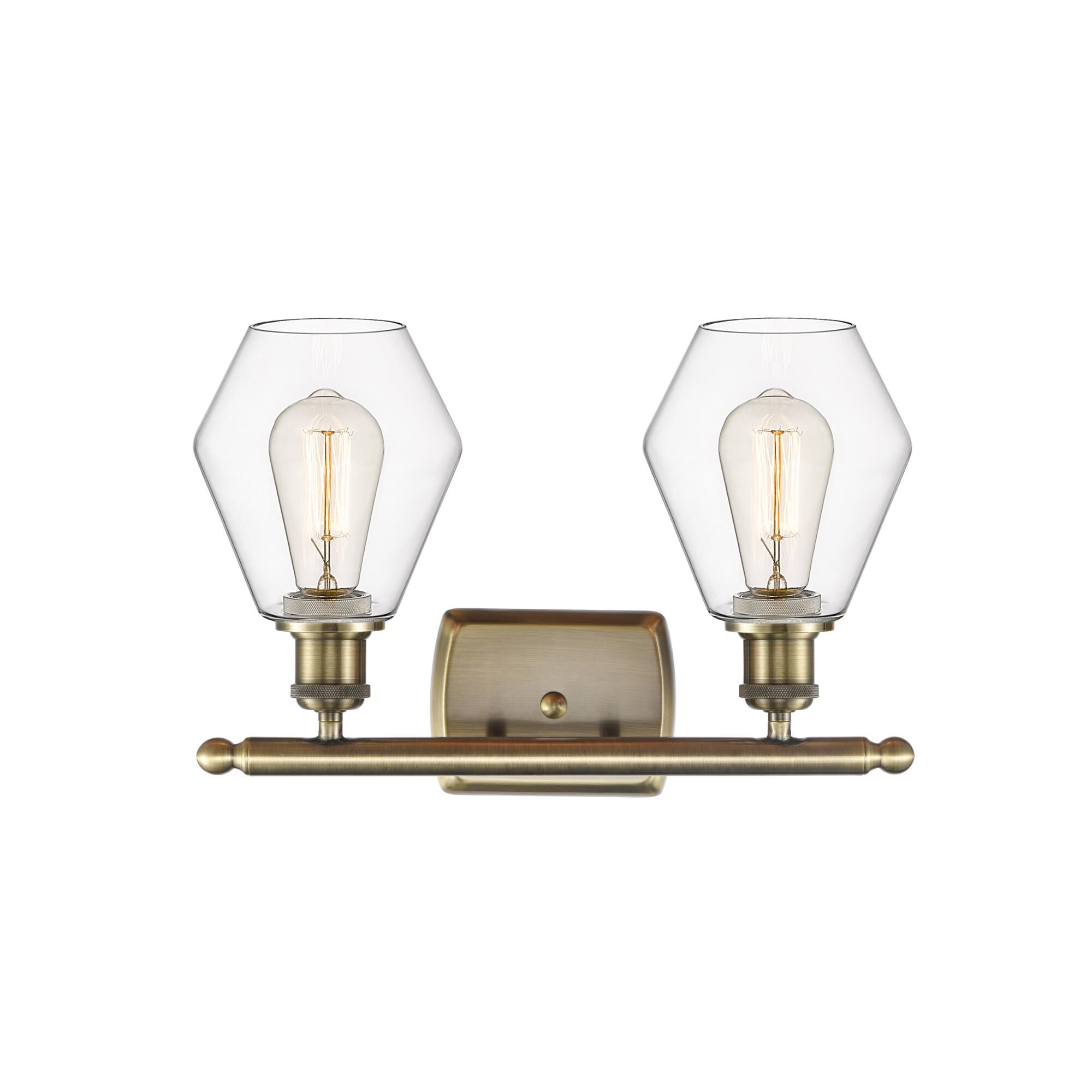 Shown in Antique Brass  finish and Clear glass