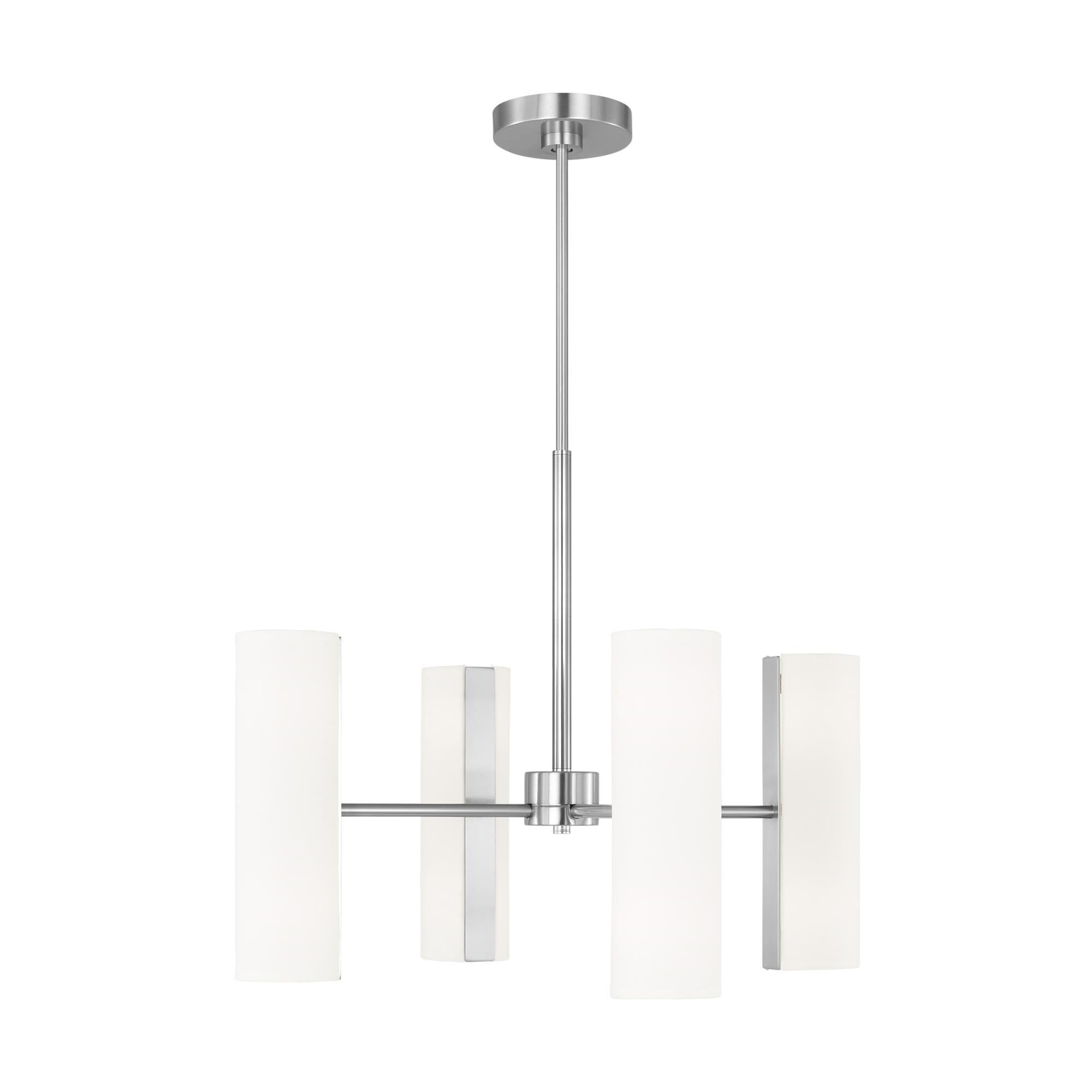 Shown in Brushed Steel finish and White Linen Fabric s shade