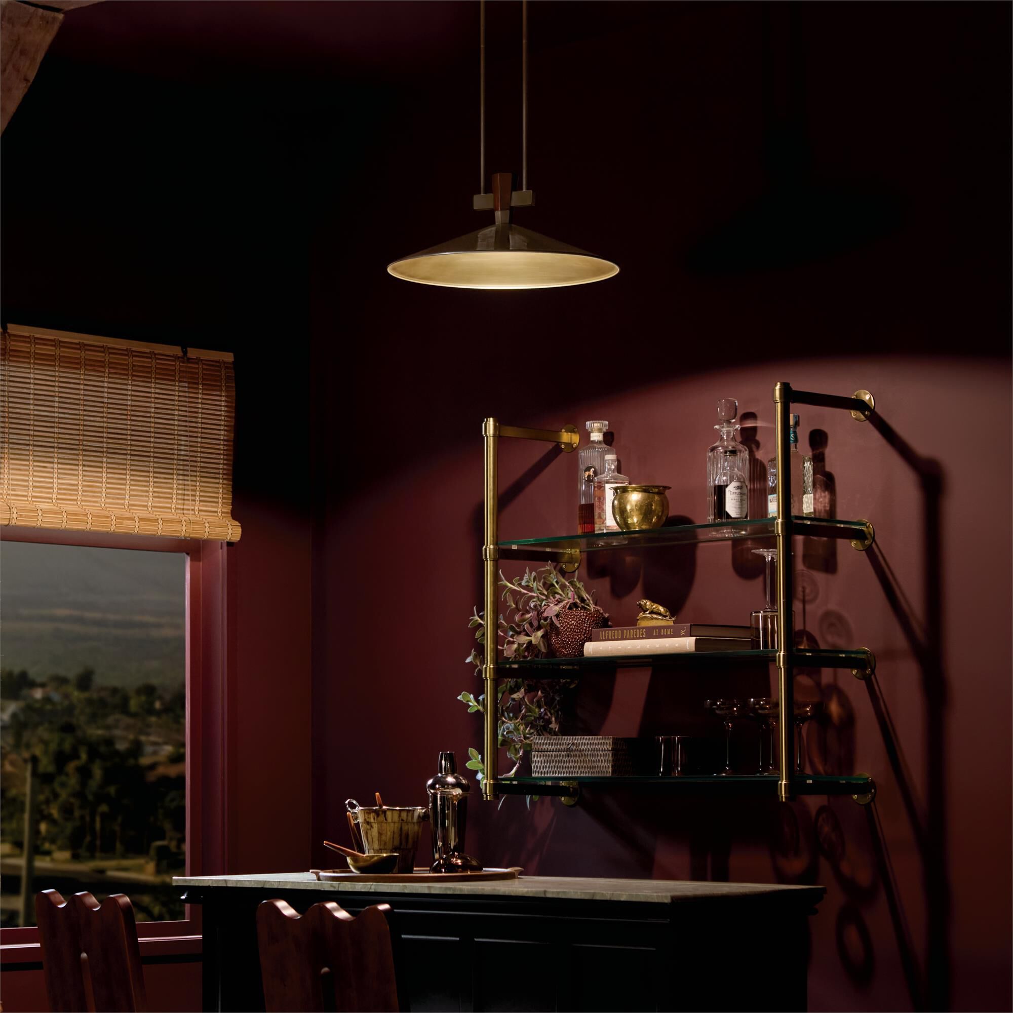 Shown in Black finish and Fabric shade