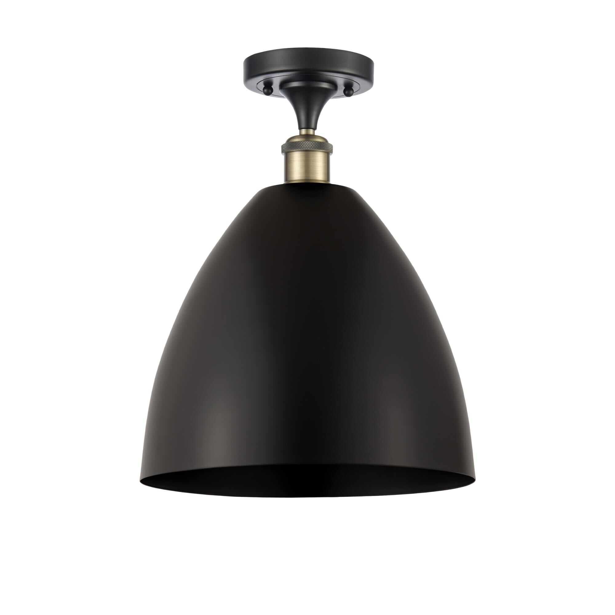 Shown in Black Antique Brass finish and Matte Black Ballston Dome shade