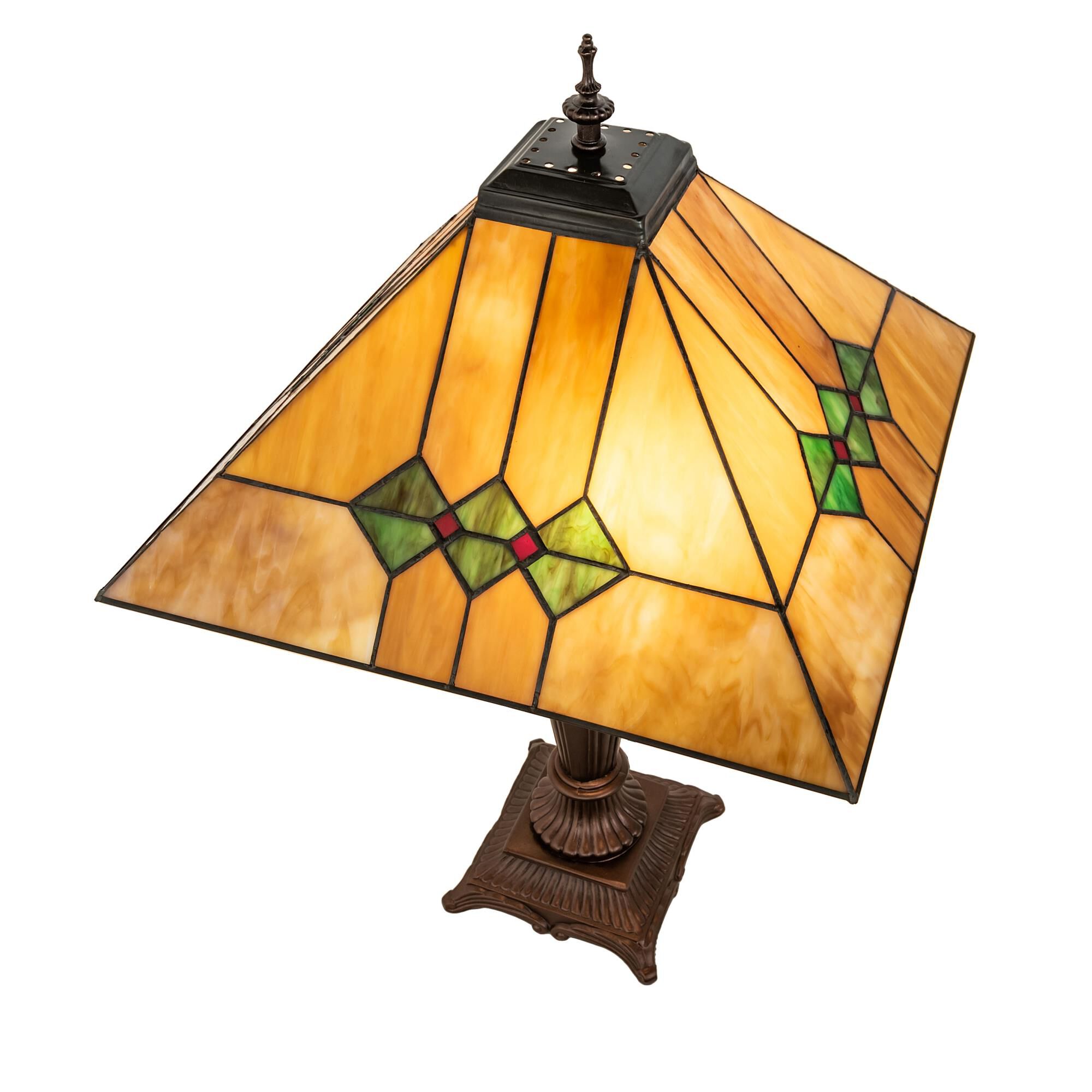 Shown in Mahogany Bronze finish and Ruby;Sunflower;Amber /Acrylic;Green;Chocolate;Beige glass