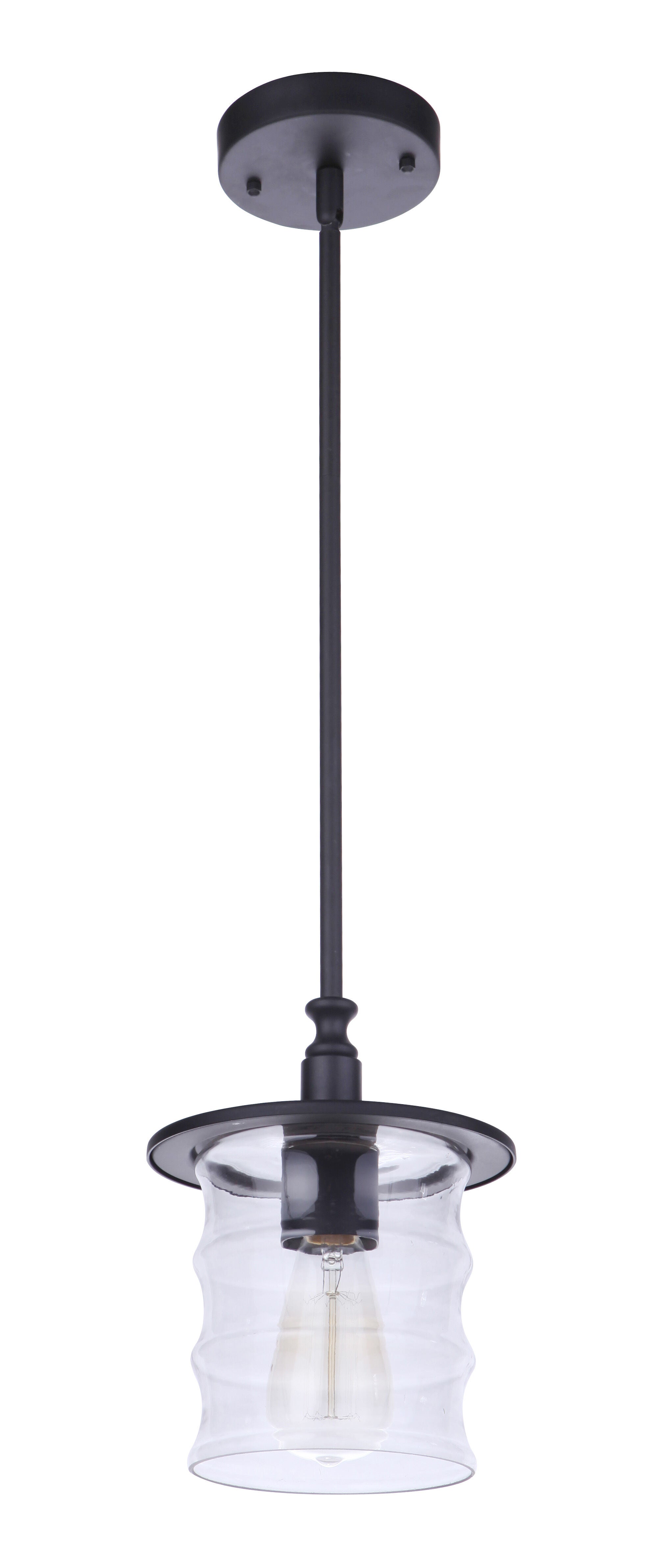 Shown in Midnight finish and Clear glass and Glass shade