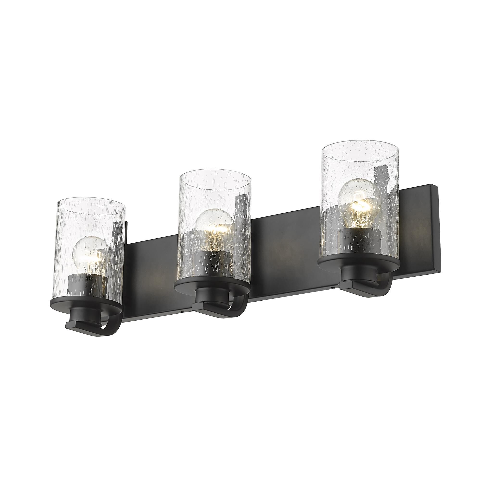 Shown in Matte Black finish and Glass shade