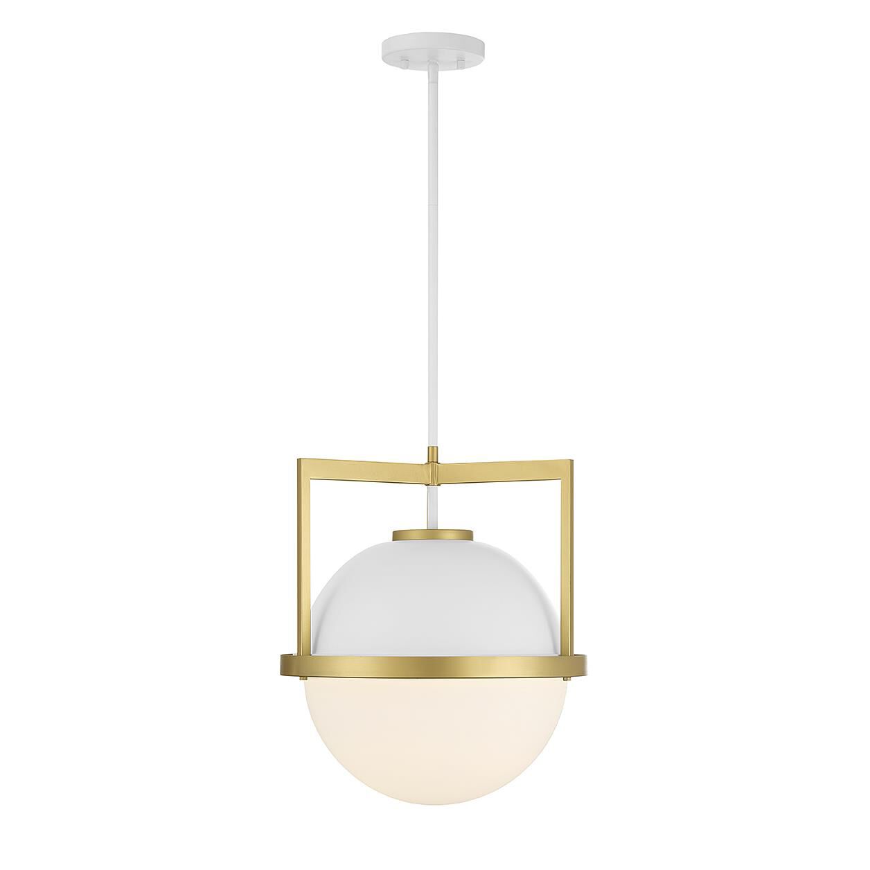 Shown in White With Warm Brass finish and White Opal glass and Glass shade