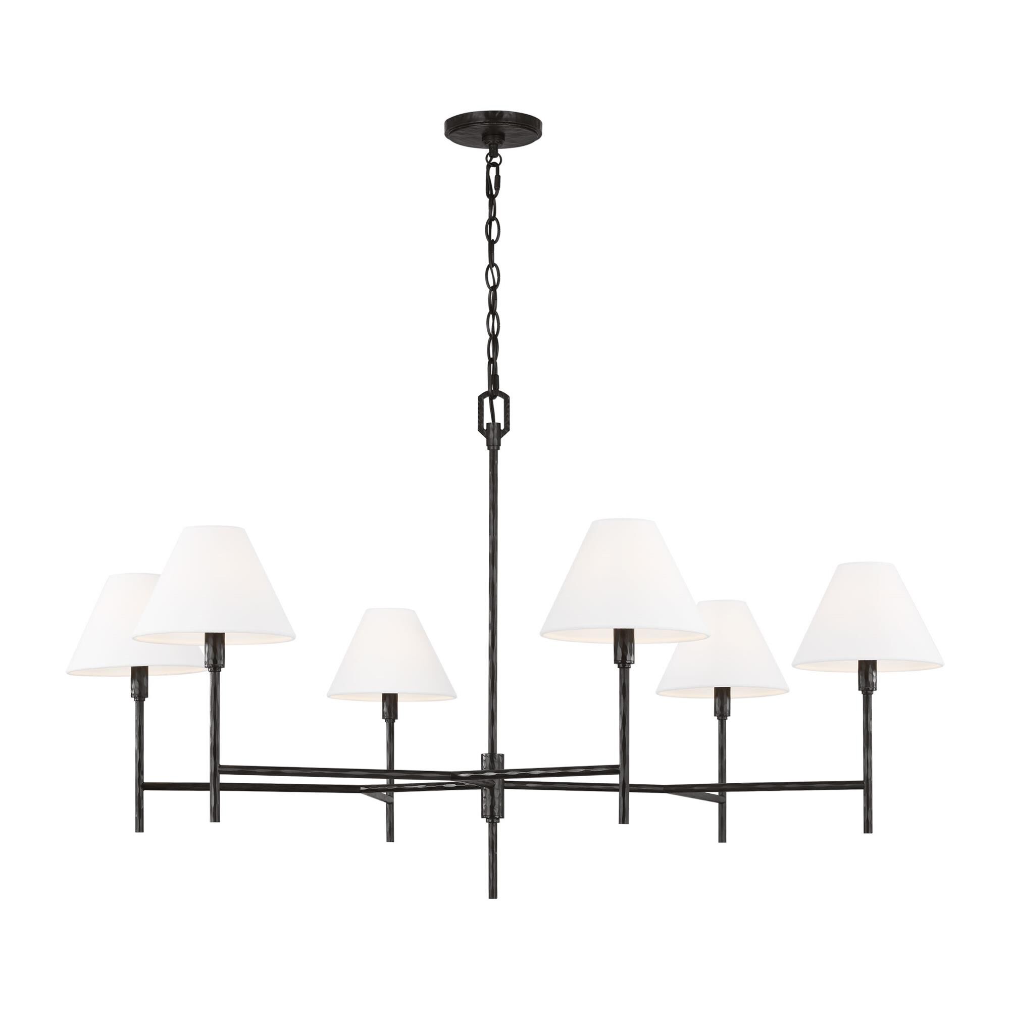 Shown in Aged Iron finish and White Linen shade
