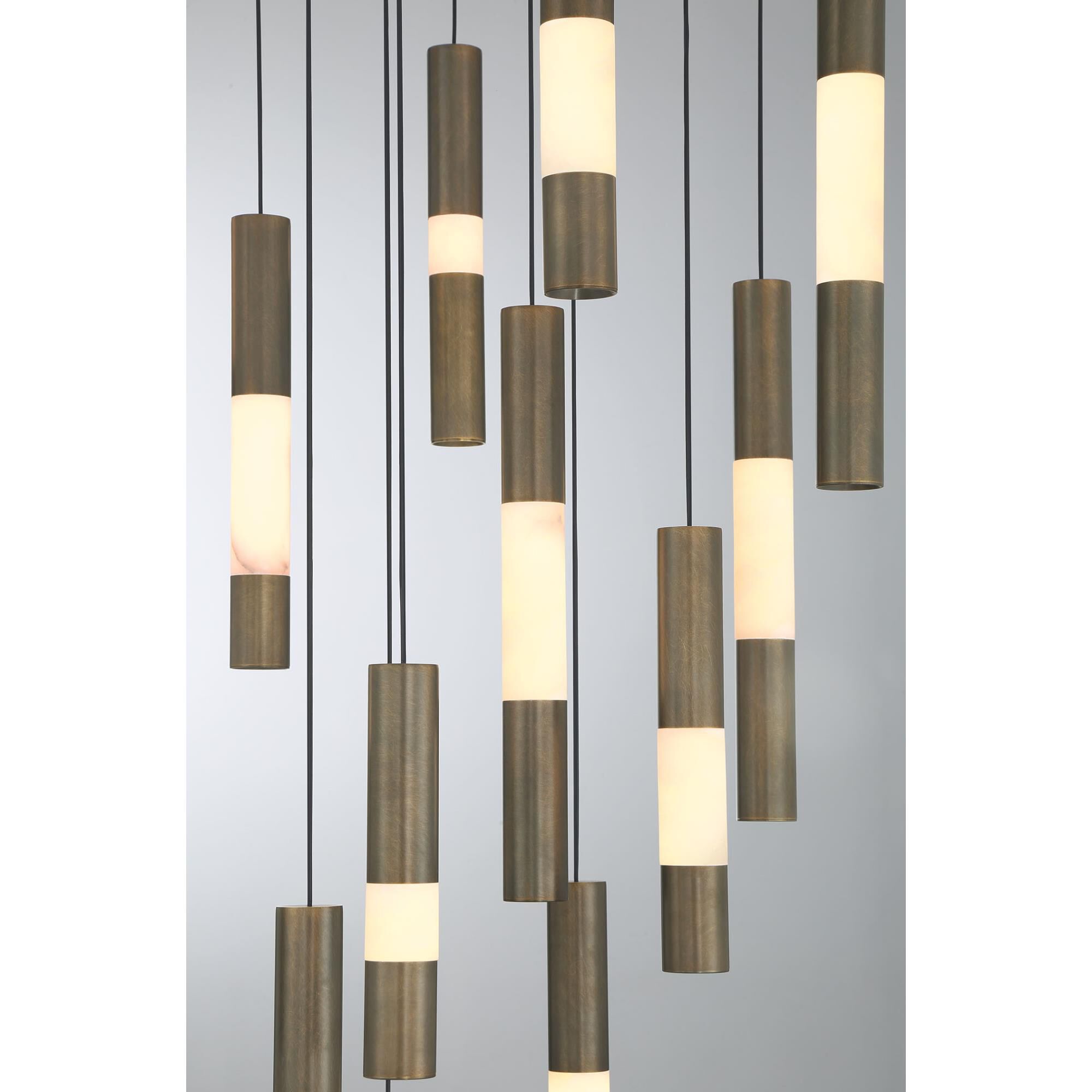 Shown in Weathered Brass finish and Alabaster glass