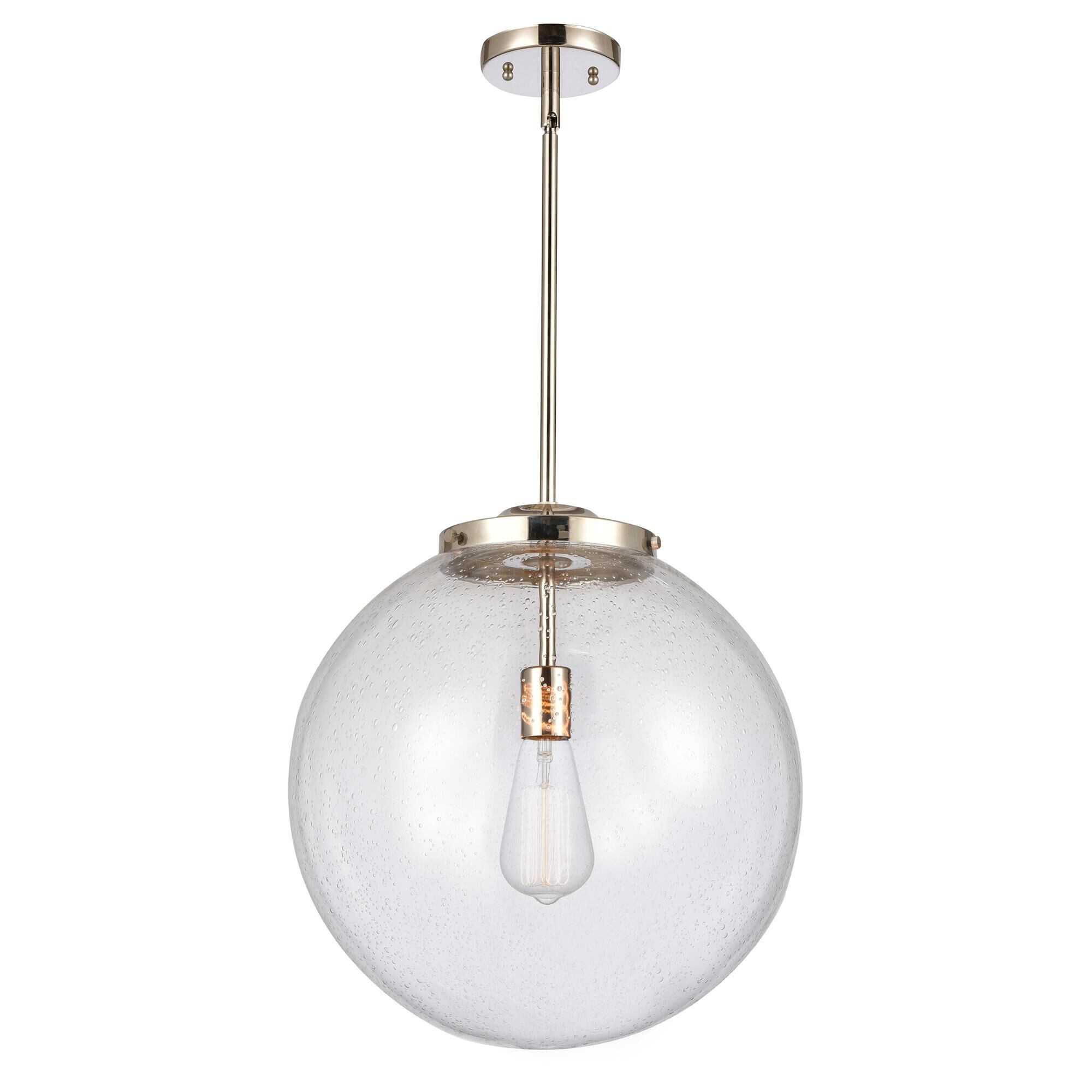 Shown in Polished Nickel finish and Seedy Beacon glass