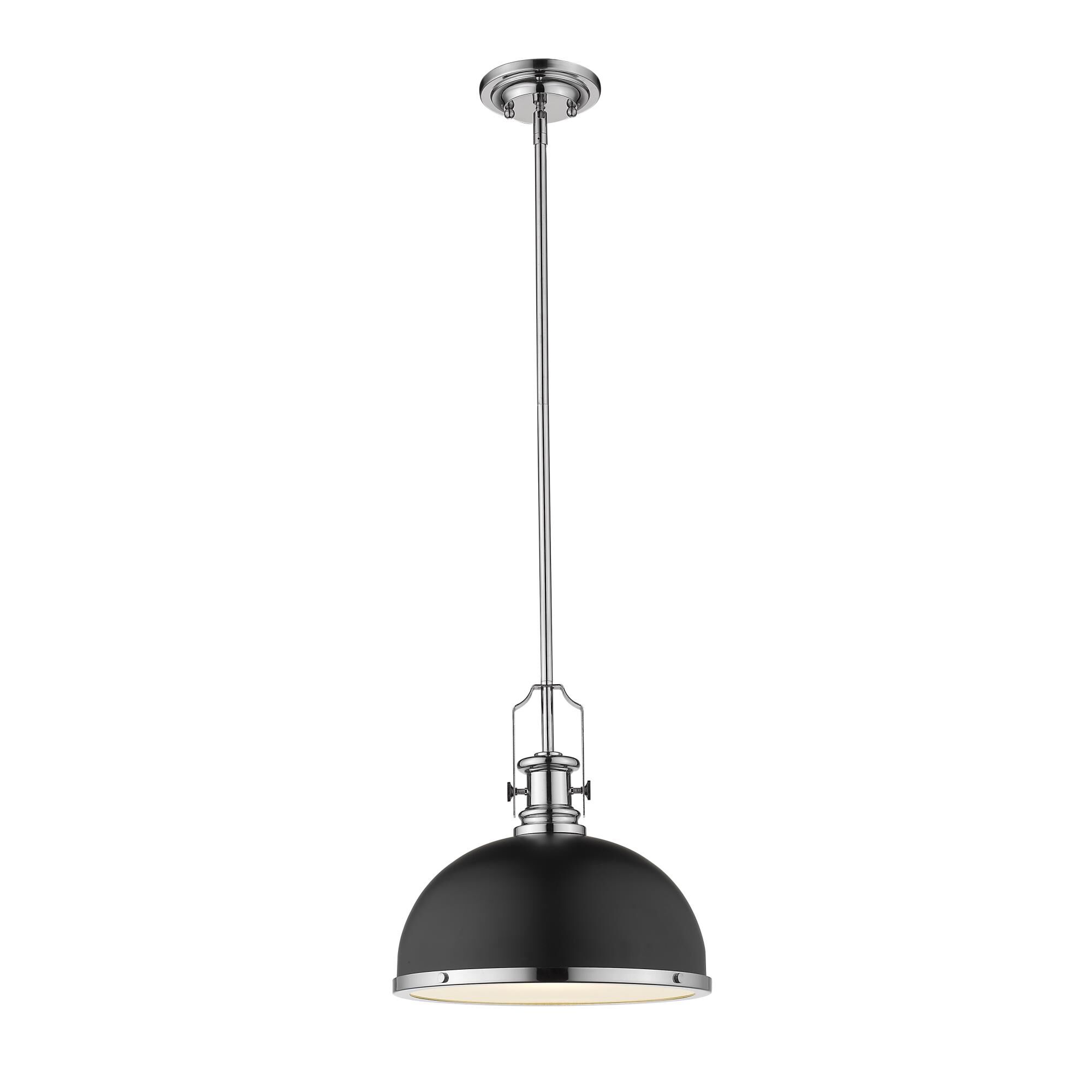 Shown in Matte Black + Chrome finish and Metal + glass and Metal + Glass shade