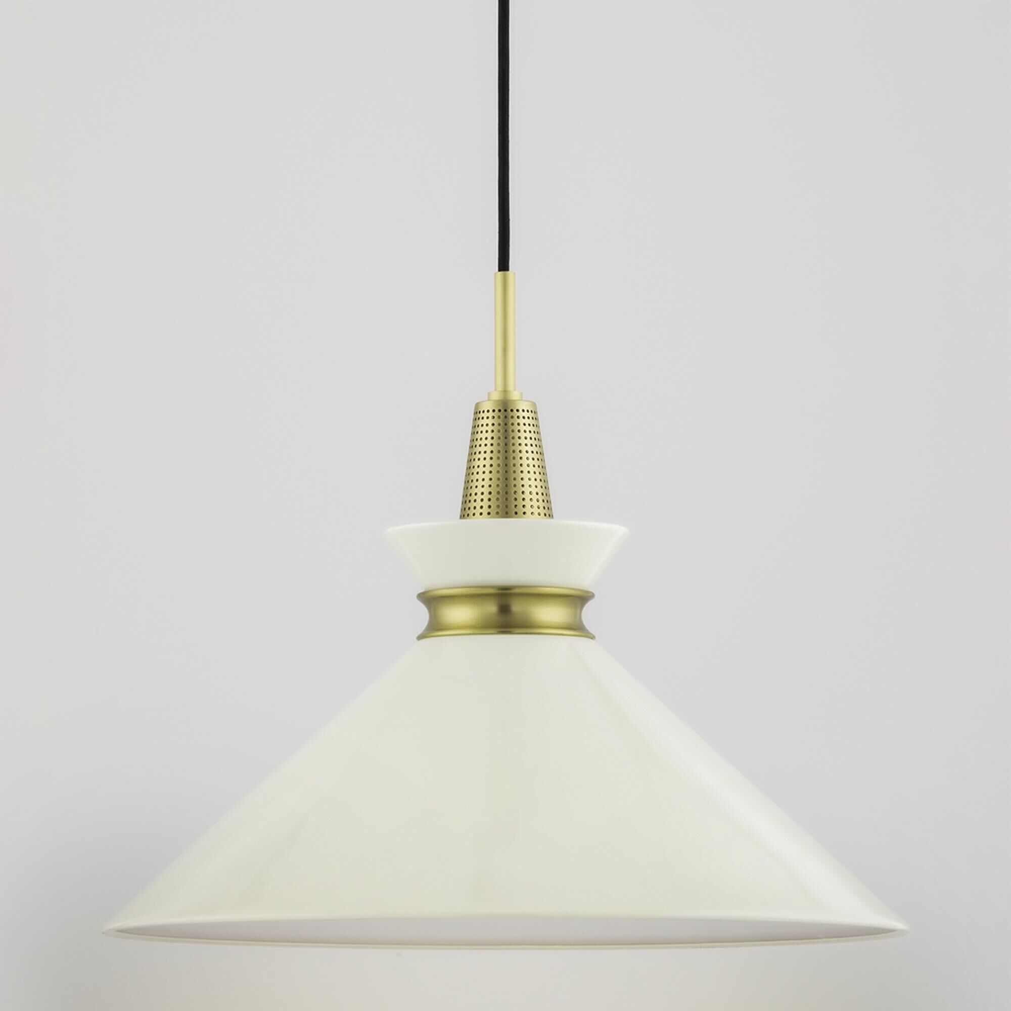 Shown in Aged Brass-Cream finish and Cream Metal shade