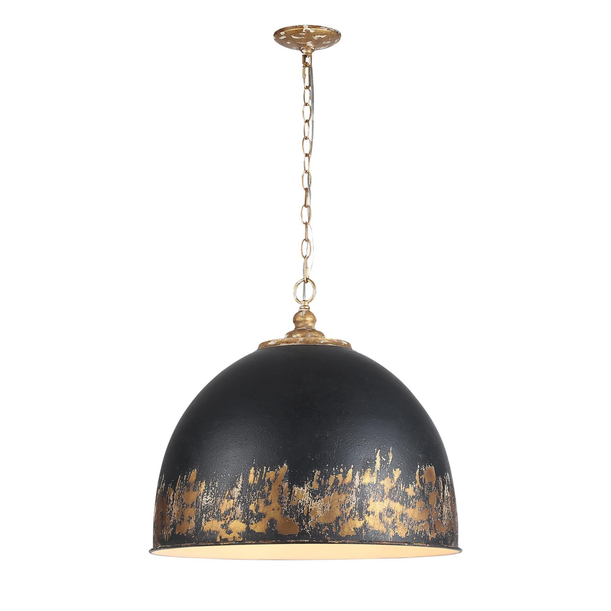 Shown in Vintage Gold finish and Weathered Black Iron shade