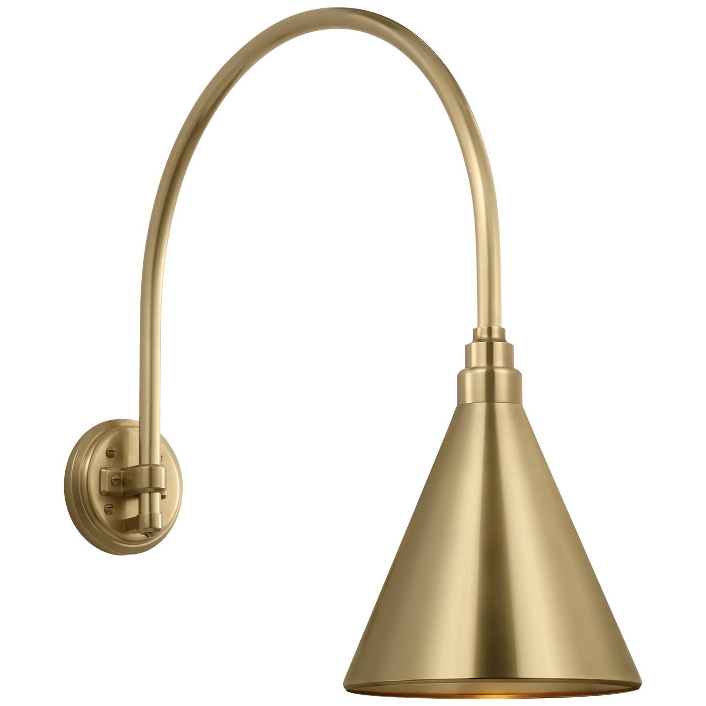 Shown in Hand-Rubbed Antique Brass finish and Gold shade