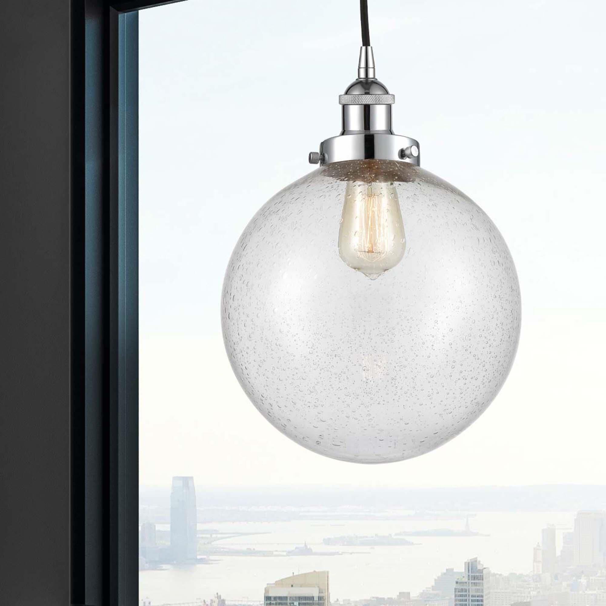 Shown in Polished Chrome finish and Seedy Beacon glass