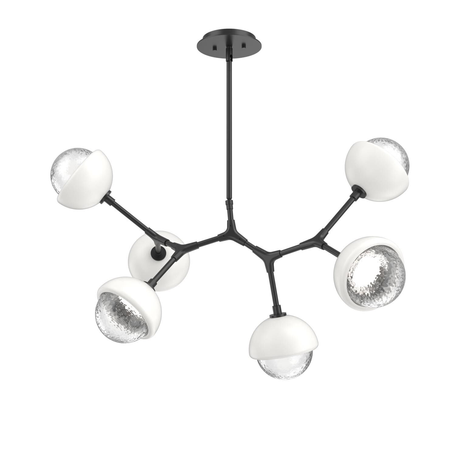 Shown in Matte Black finish and Clear glass and Salt White accent