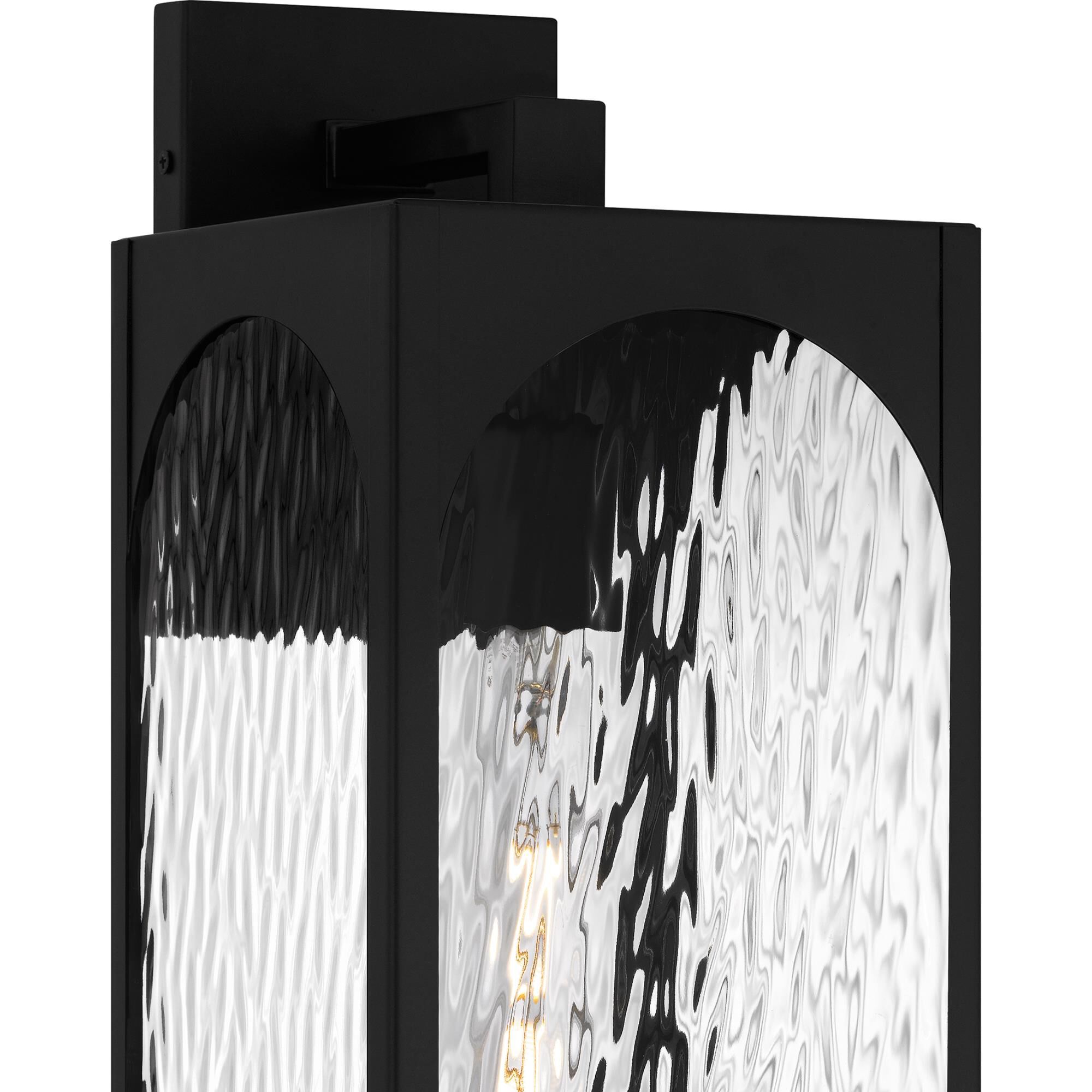 Shown in Matte Black finish and Clear Textured Glass shade
