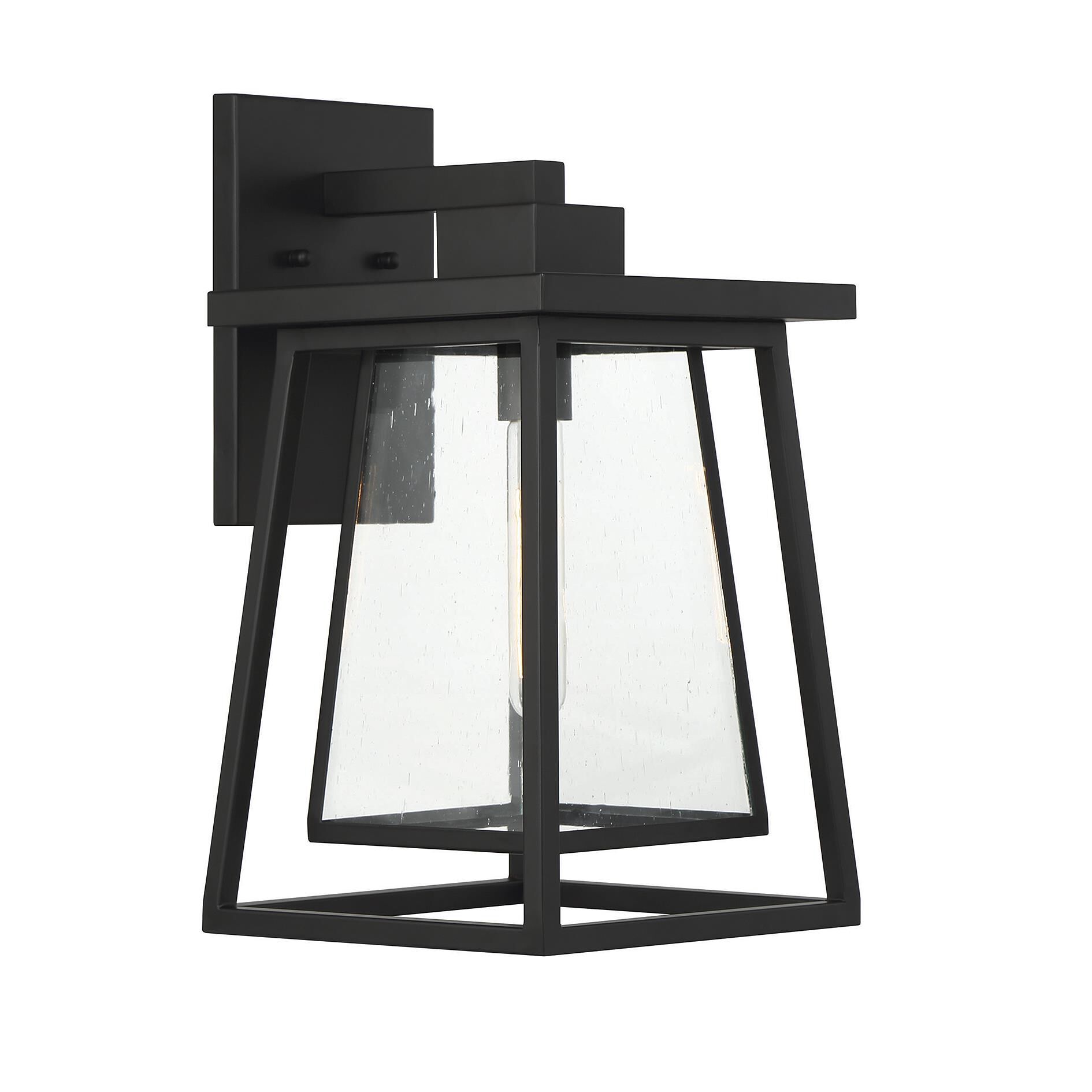 Shown in Matte Black finish and Clear Seeded glass and Glass shade