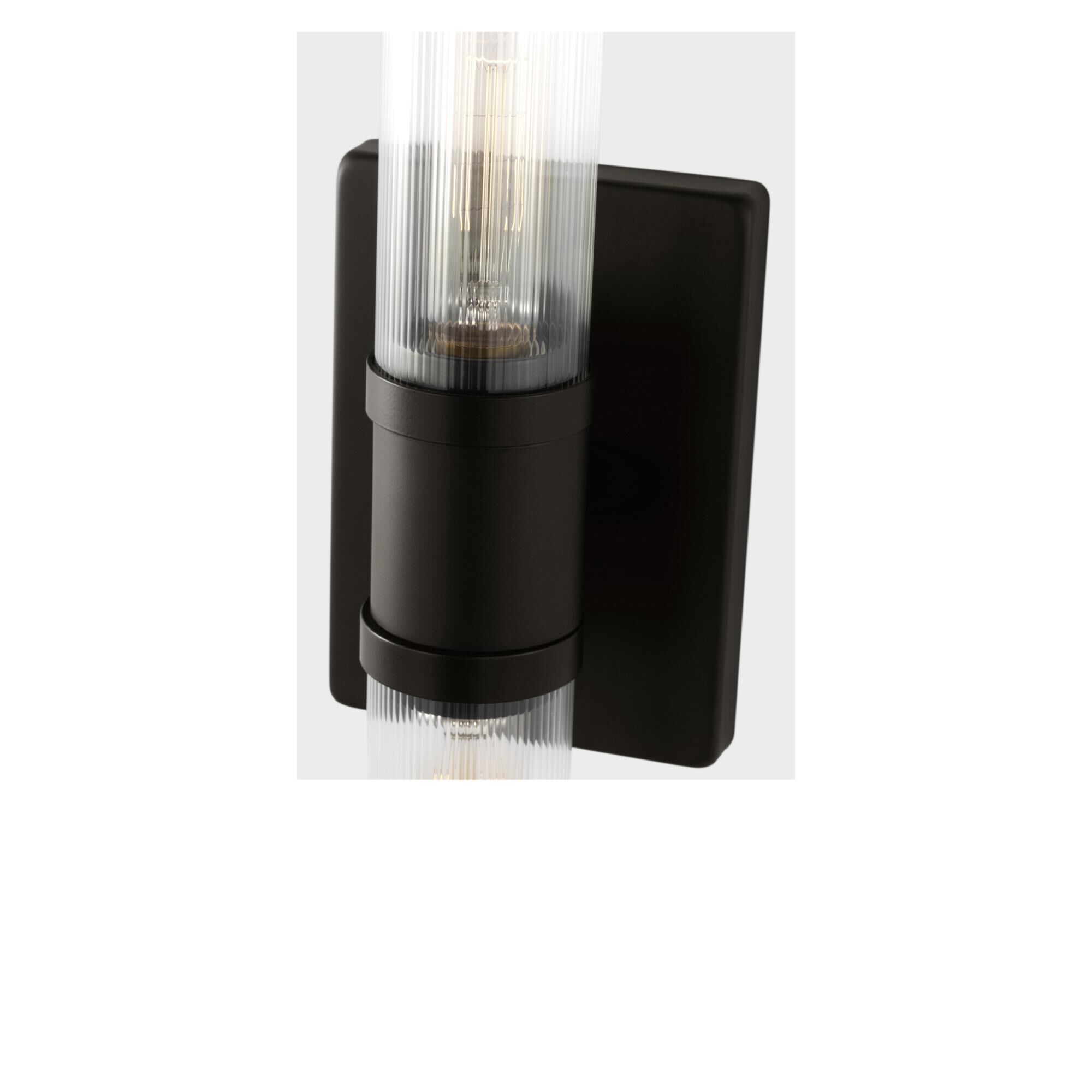 Shown in Midnight Black finish and Clear Fluted glass