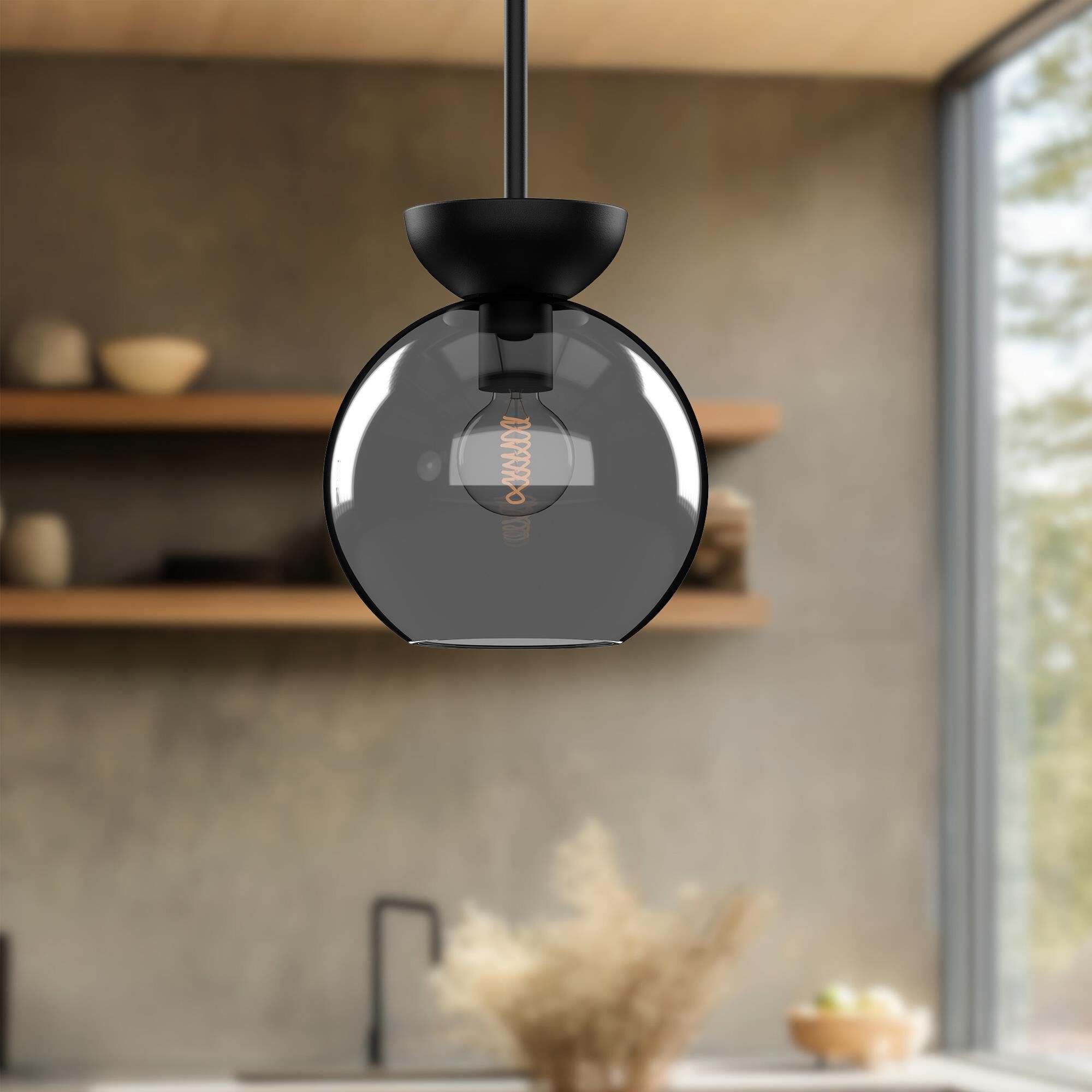 Shown in Black finish and Smoked glass