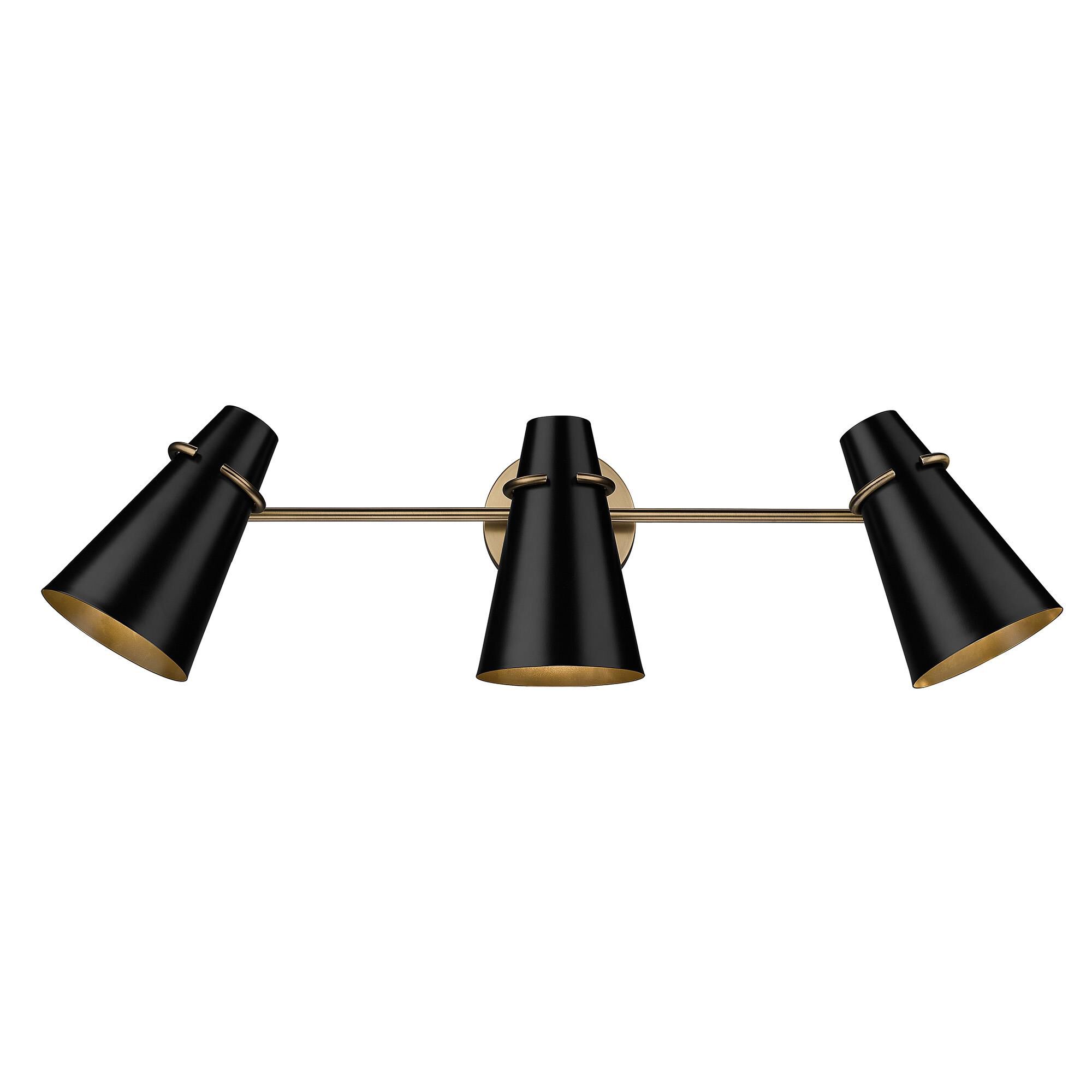 Shown in Modern Brass finish and Matte Black glass