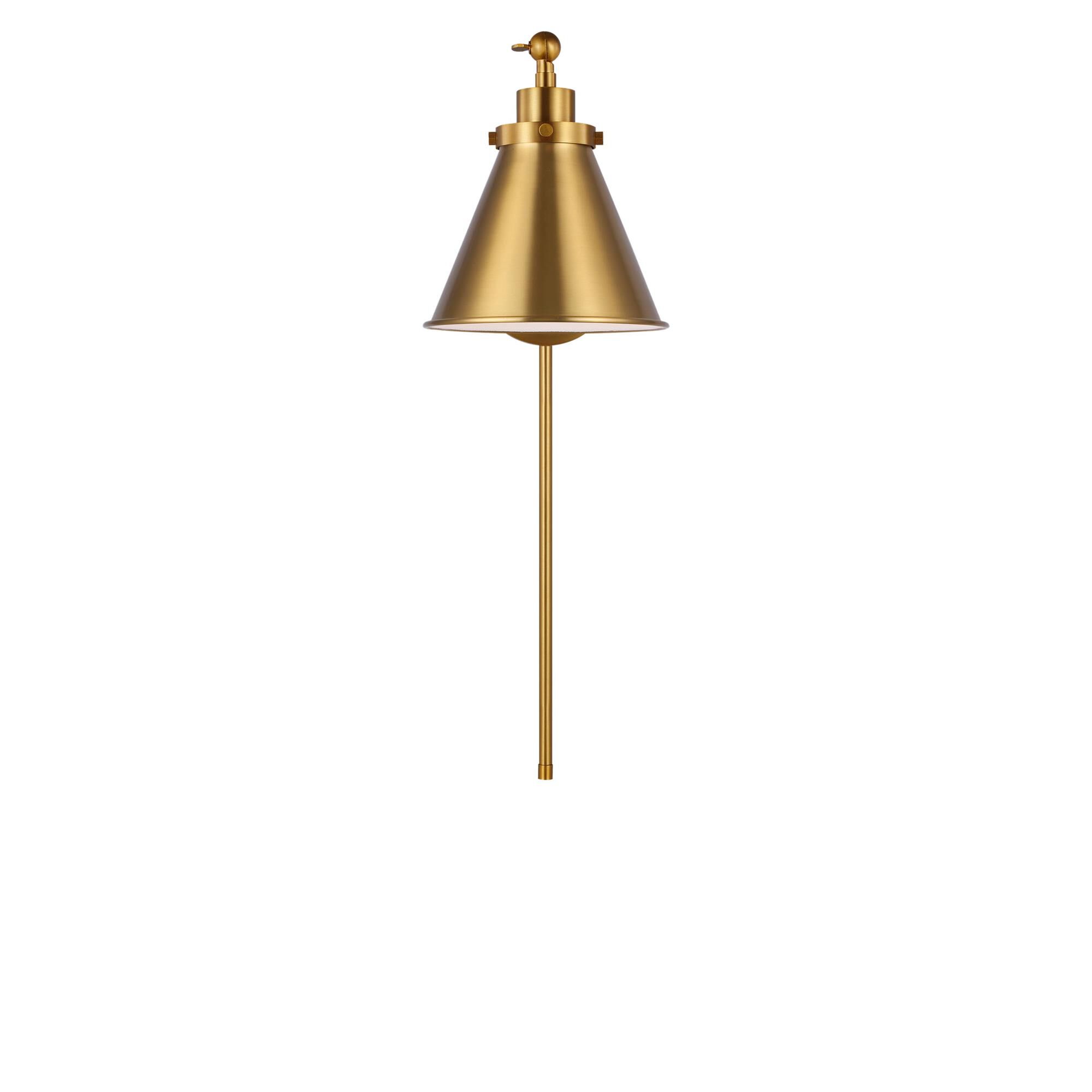 Shown in Burnished Brass finish and Midnight Black Steel shade