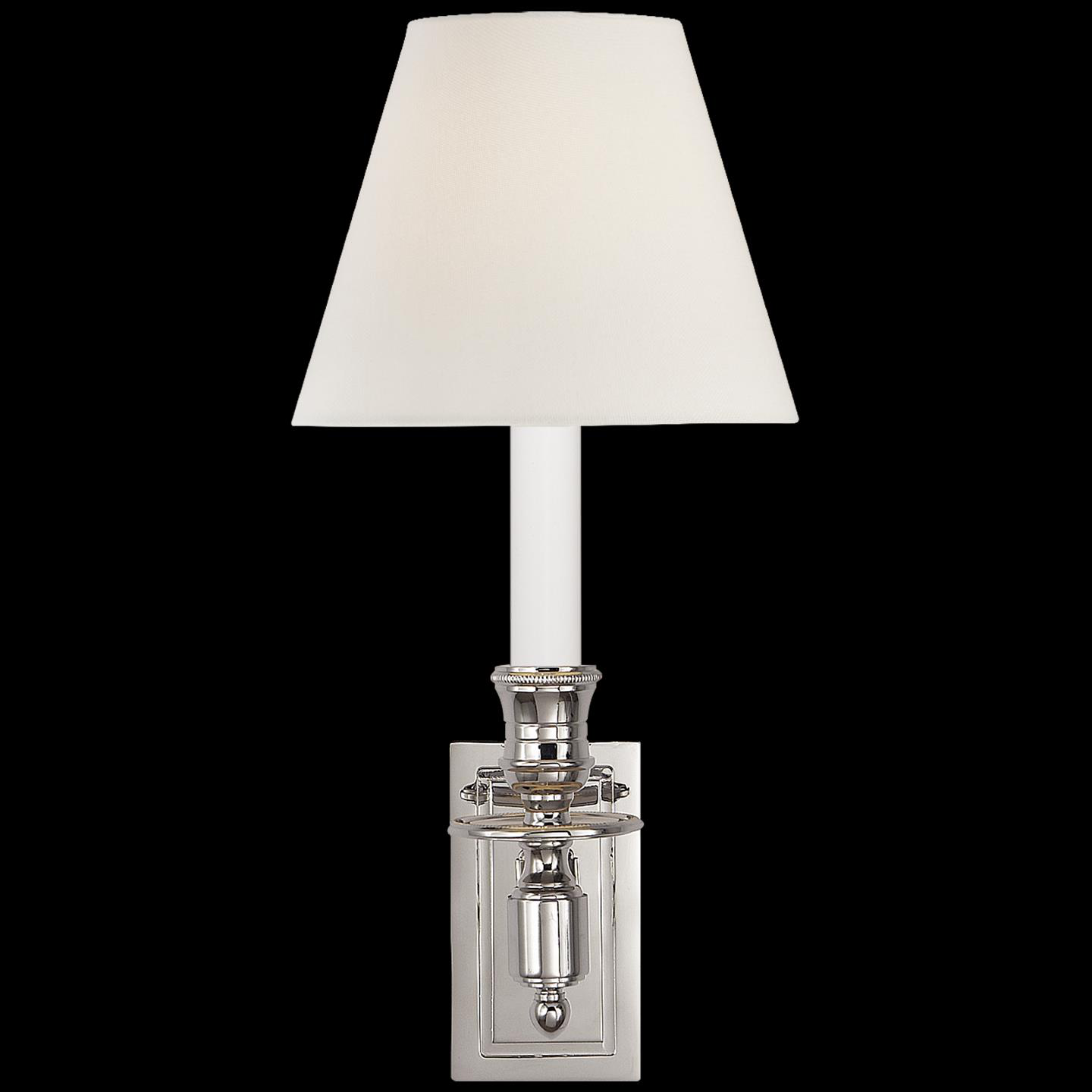Shown in Polished Nickel finish and Linen shade