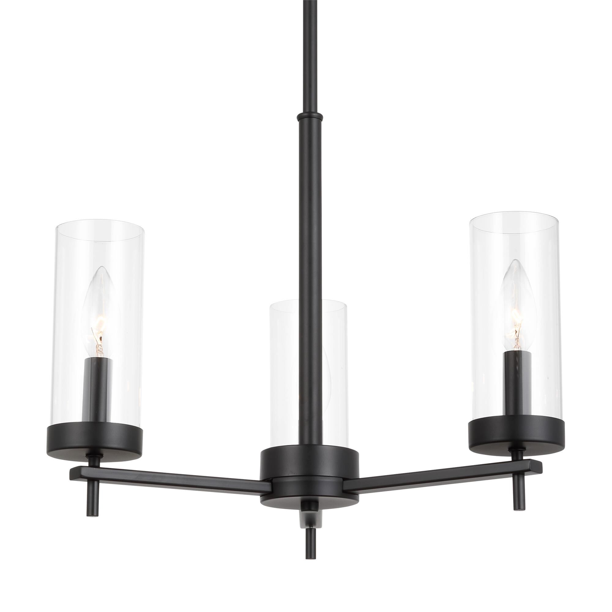 Shown in Midnight Black finish and Clear Glass s shade