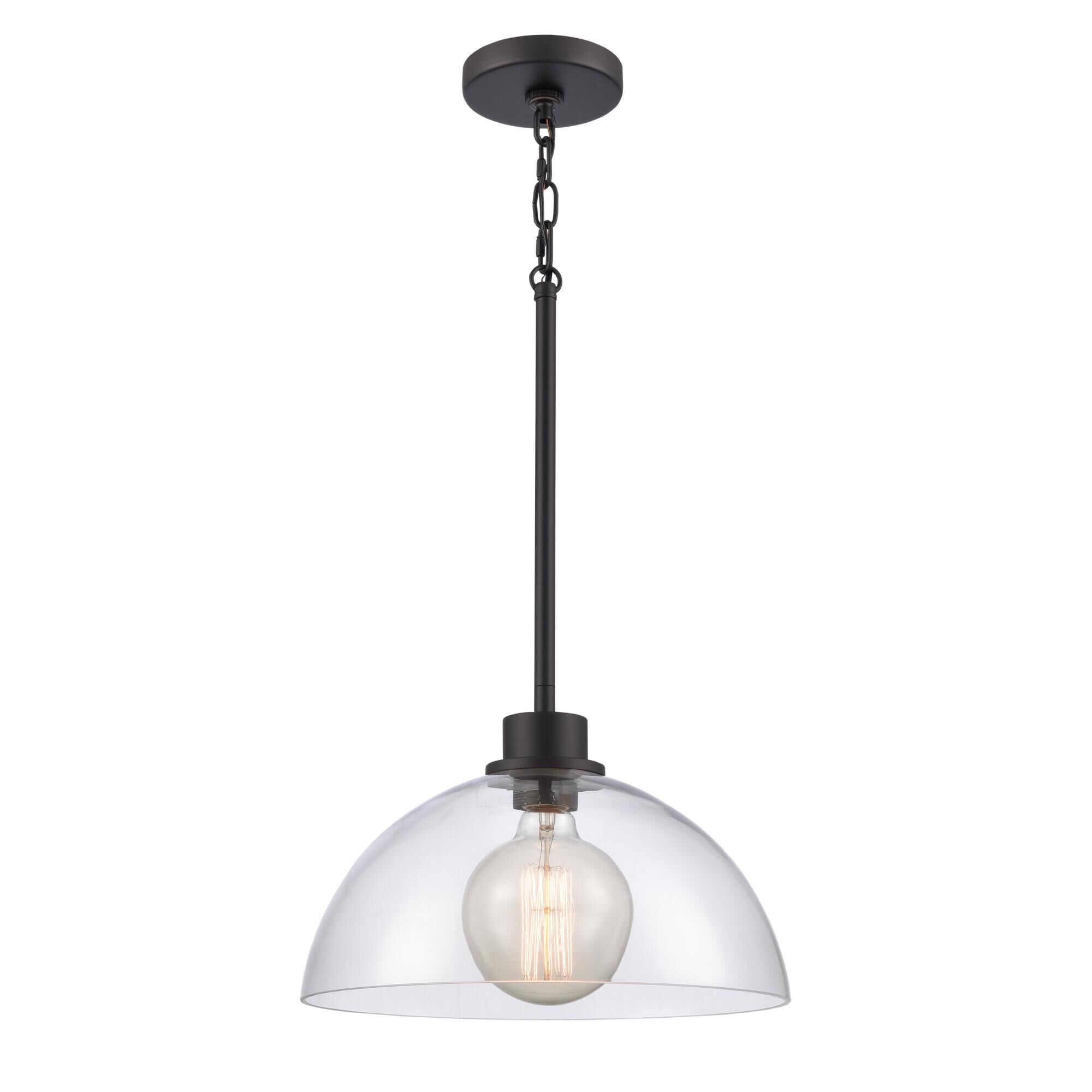 Shown in Matte Black finish and Clear Handblown  Shade glass and Clear Handblown Glass shade