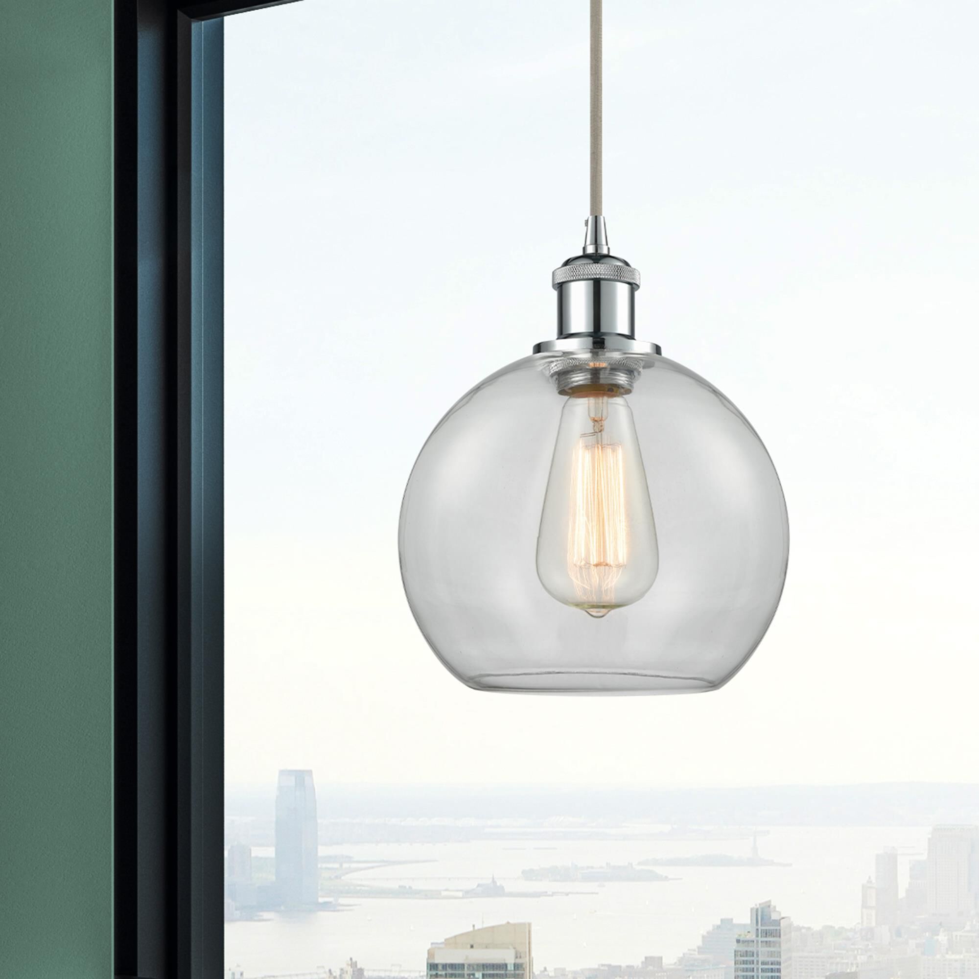 Shown in Polished Chrome finish and Clear glass