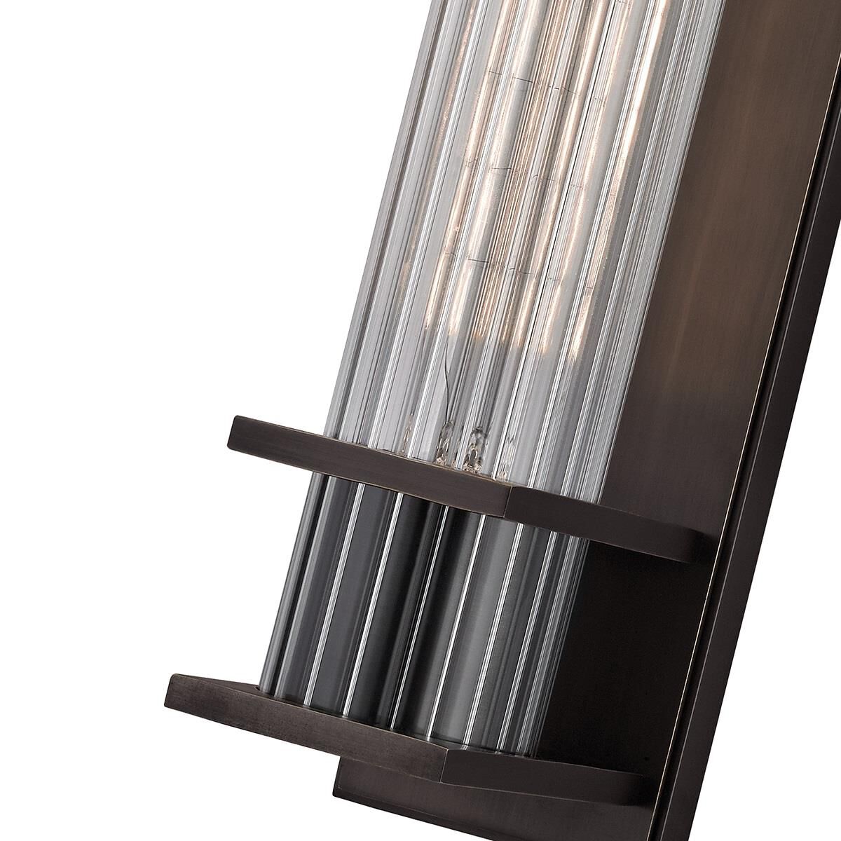 Shown in Old Bronze finish and Clear Ribbed glass