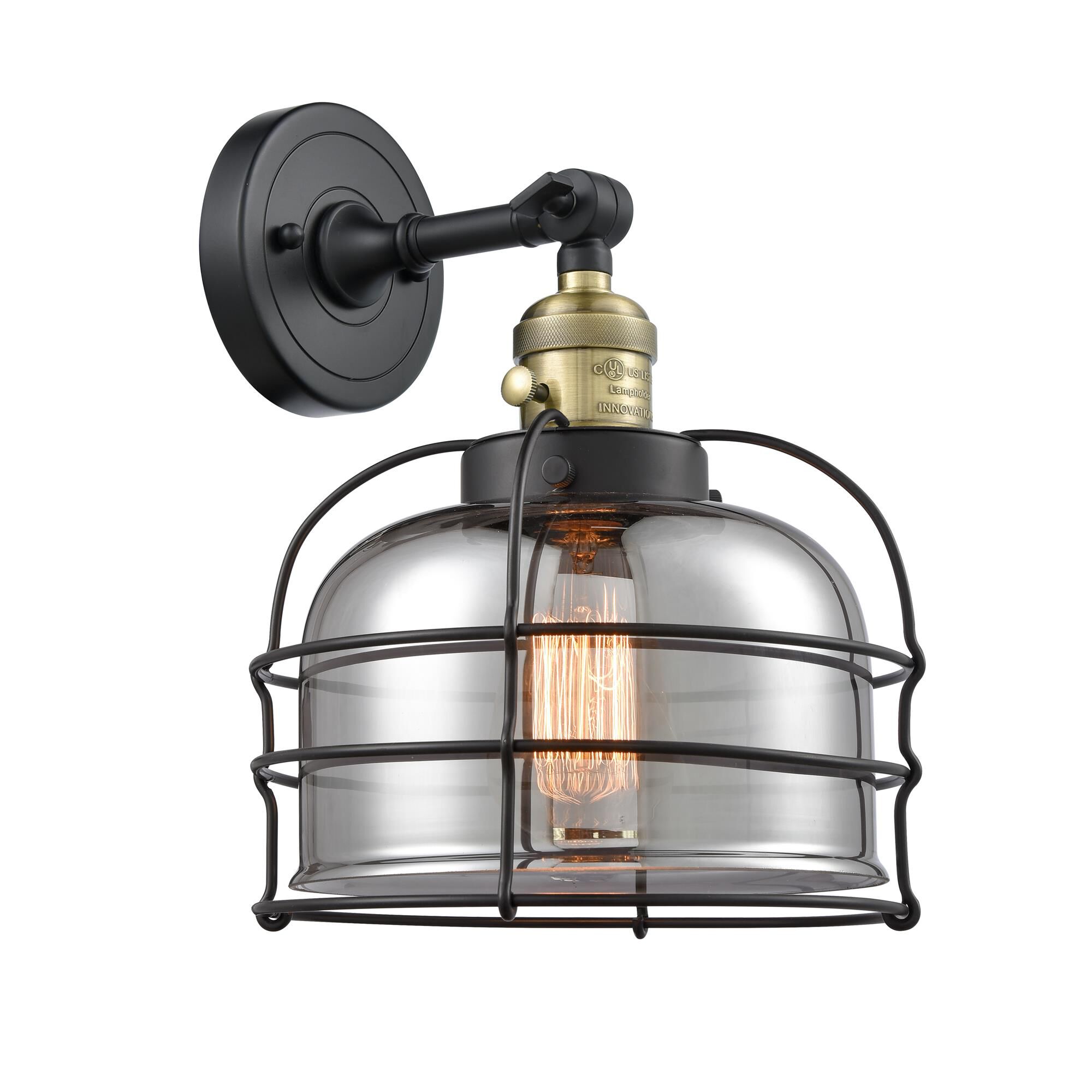 Shown in Black Antique Brass finish and Plated Smoke glass