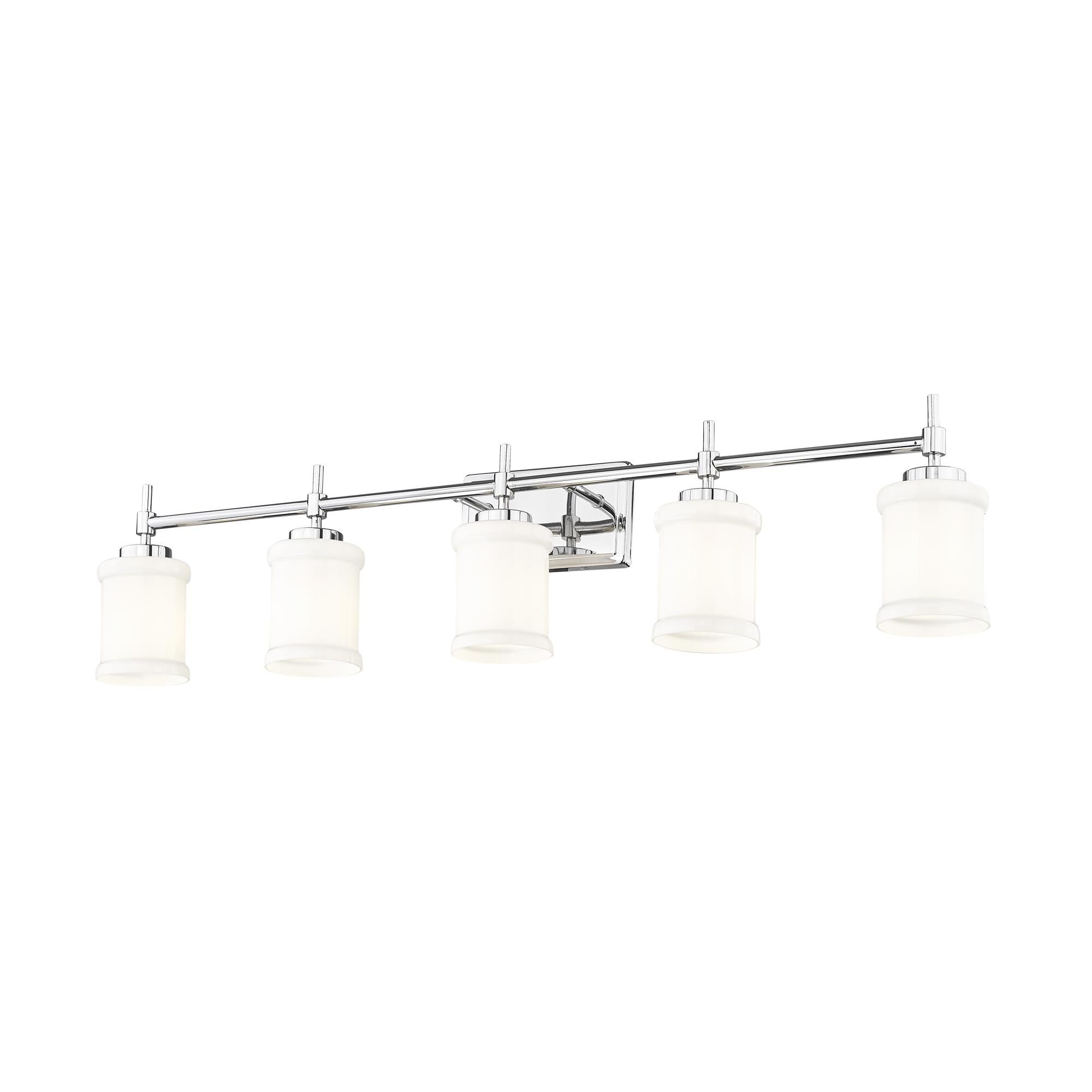 Shown in Chrome finish and Gloss Opal glass and Gloss Opal shade