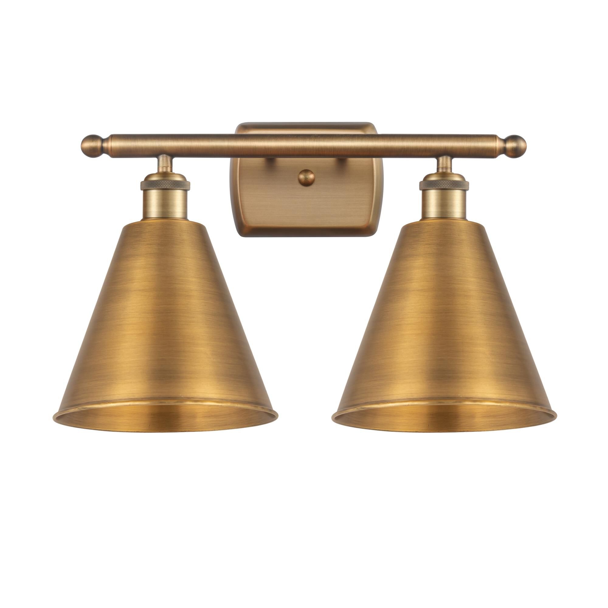 Shown in Brushed Brass finish and Brushed Brass Ballston Cone shade