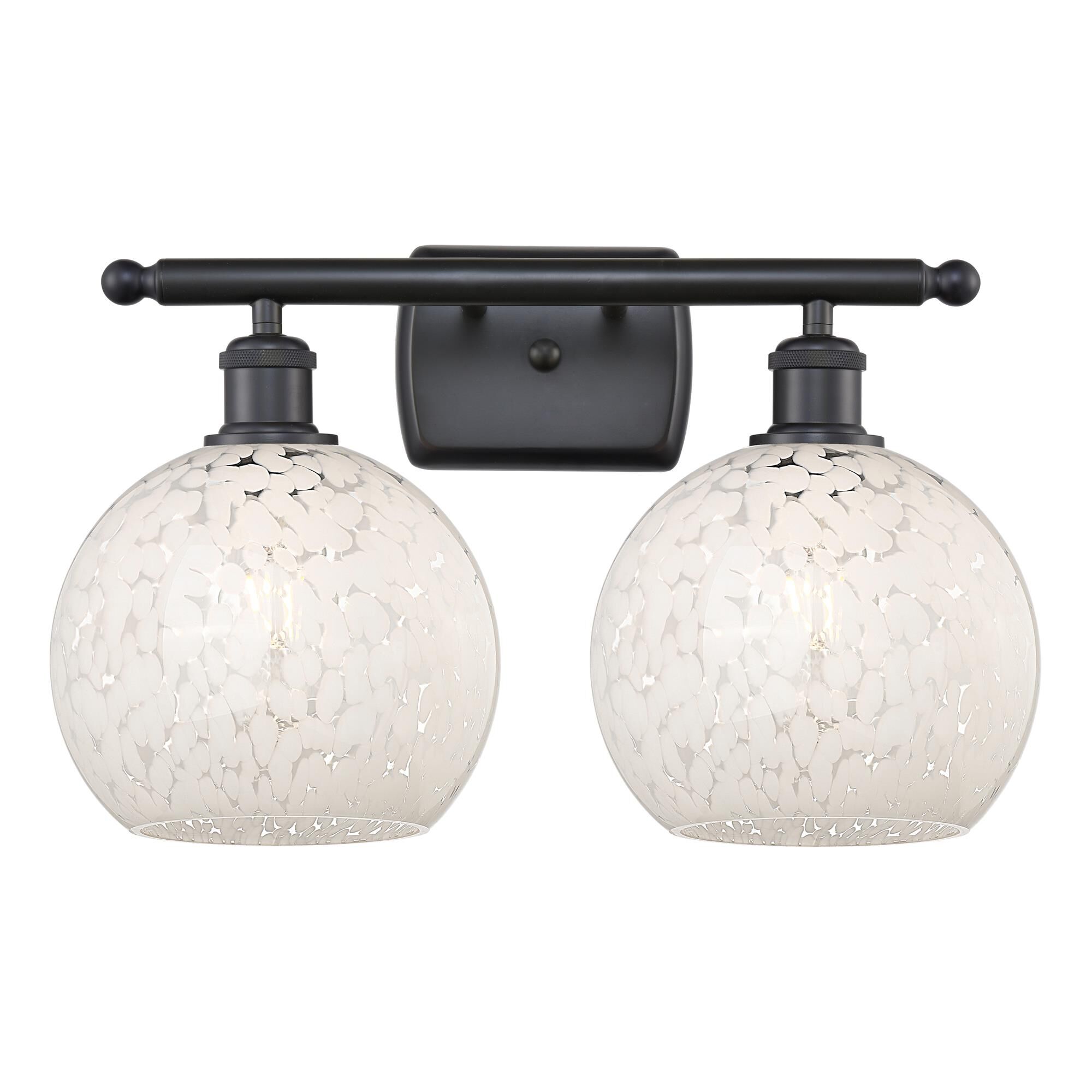 Shown in Matte Black finish and White Mouchette glass